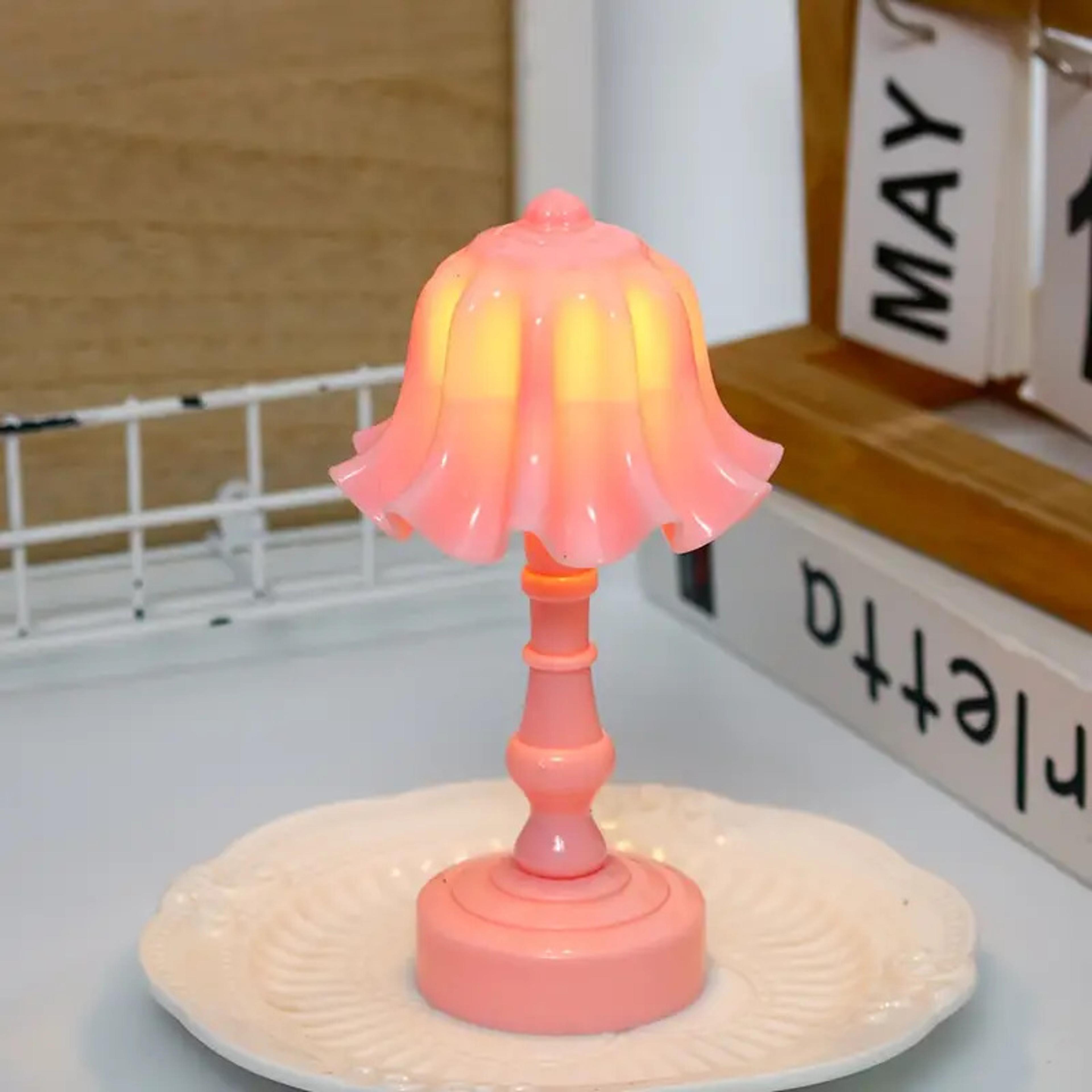 pleated shell flower led table lamp battery powered modern night light for bedroom desk dining room