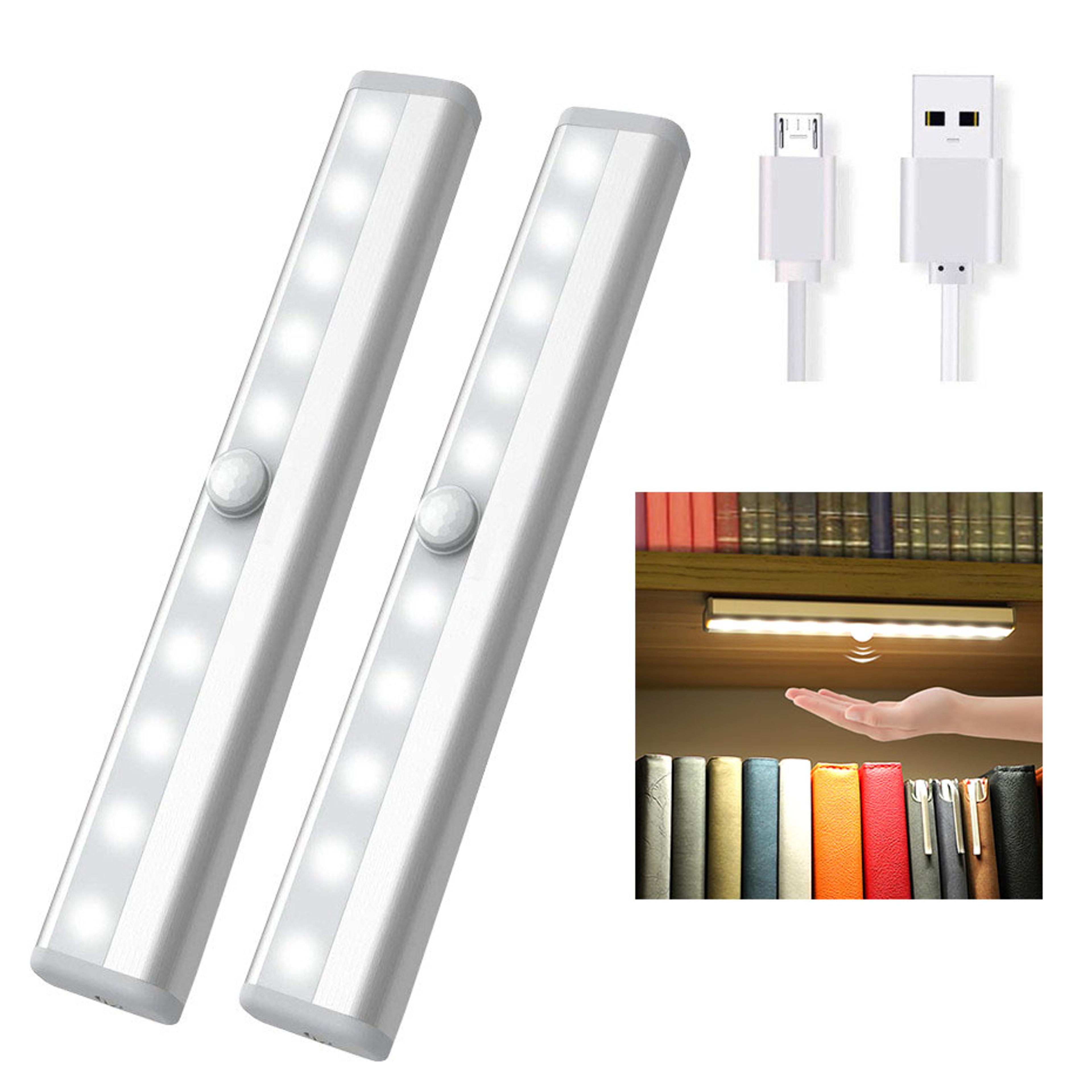 10 led motion sensor night light usb rechargeable magnetic closet light for wardrobe cabinet hallway