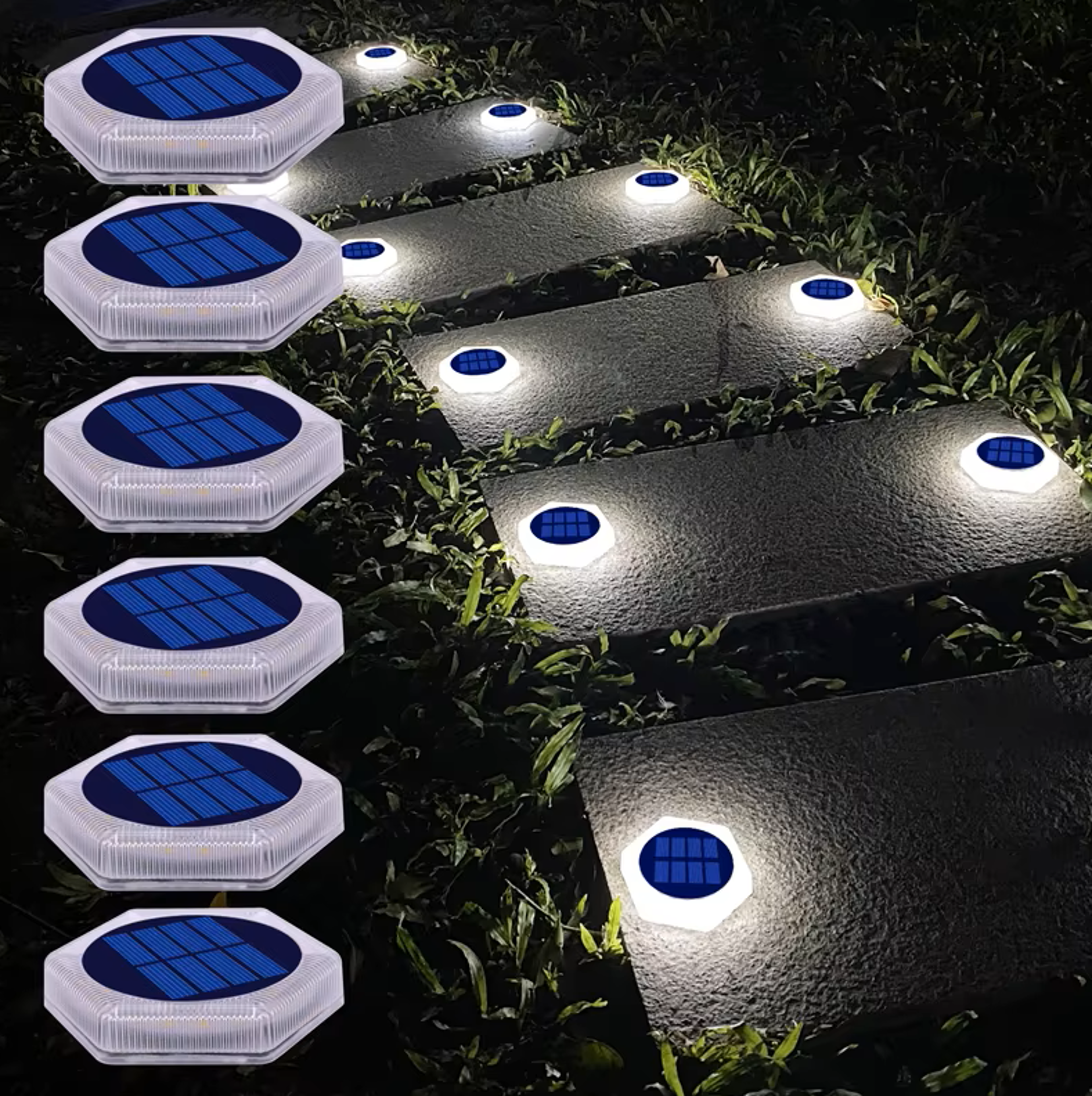 6 pack solar driveway lights ip68 waterproof solar step lights for deck stairs fence and pathway