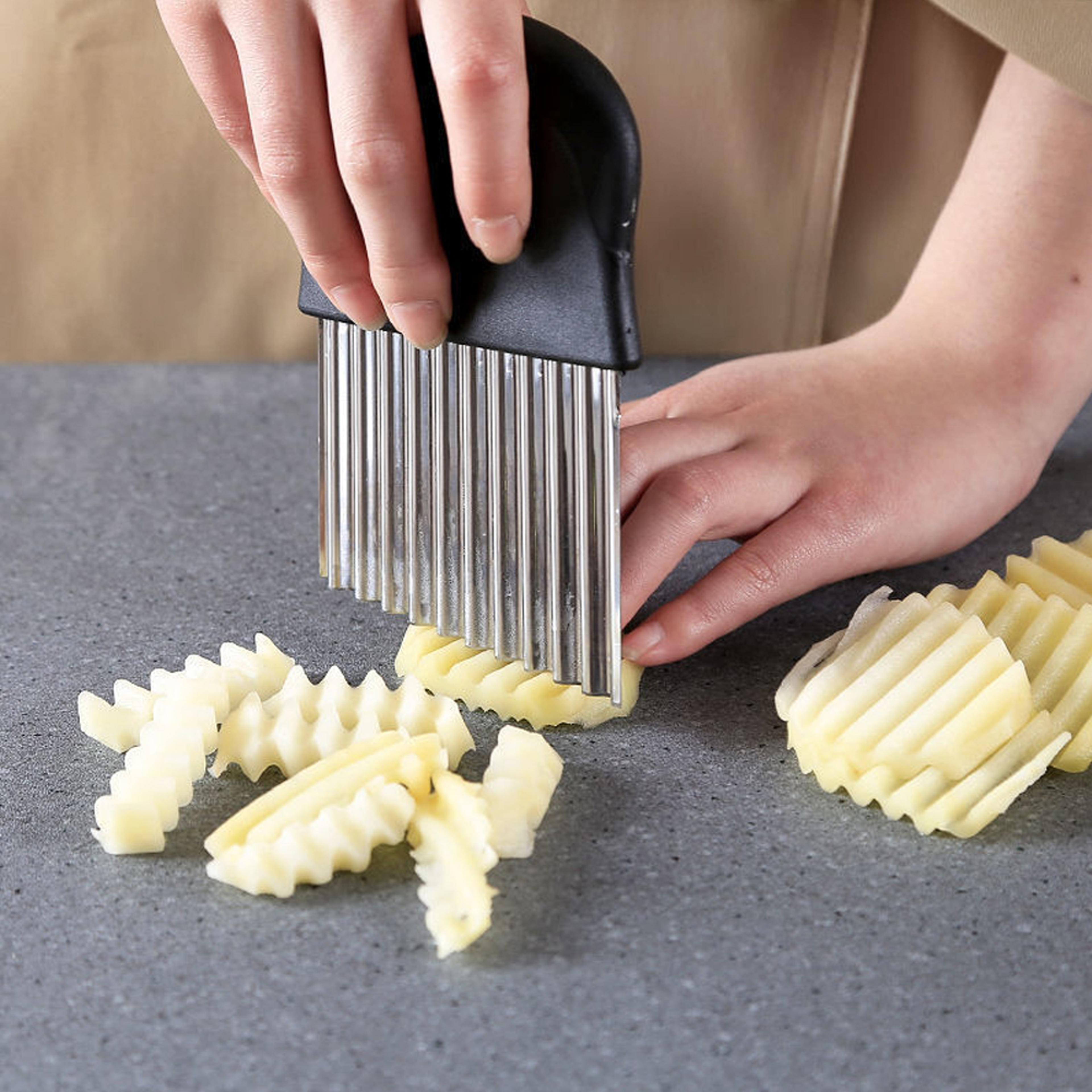 premium crinkle cutter stainless steel french fry cutter wavy vegetable potato slicer knife