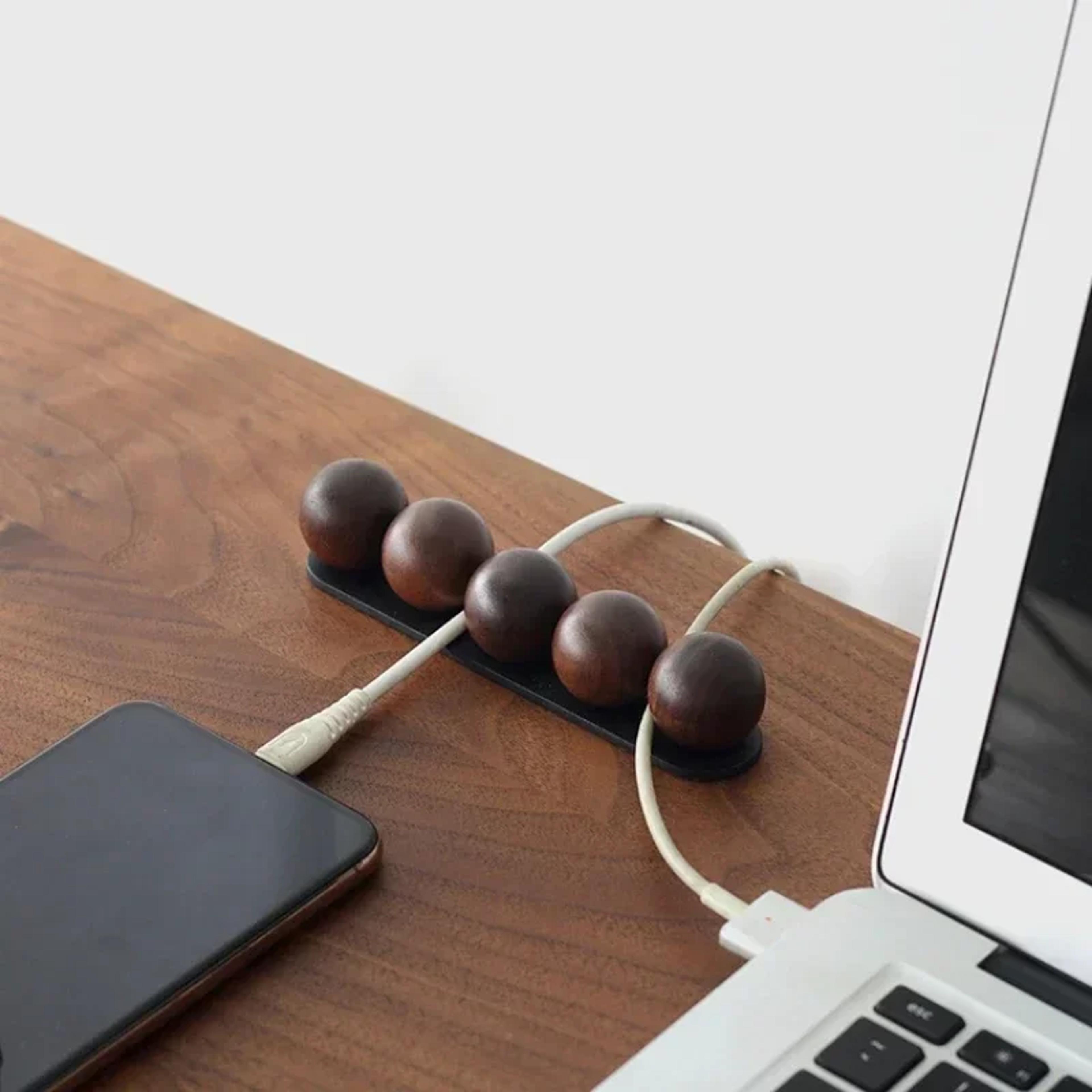 solid wood cable organizer desktop cable management holder cord wrapper for home office desk
