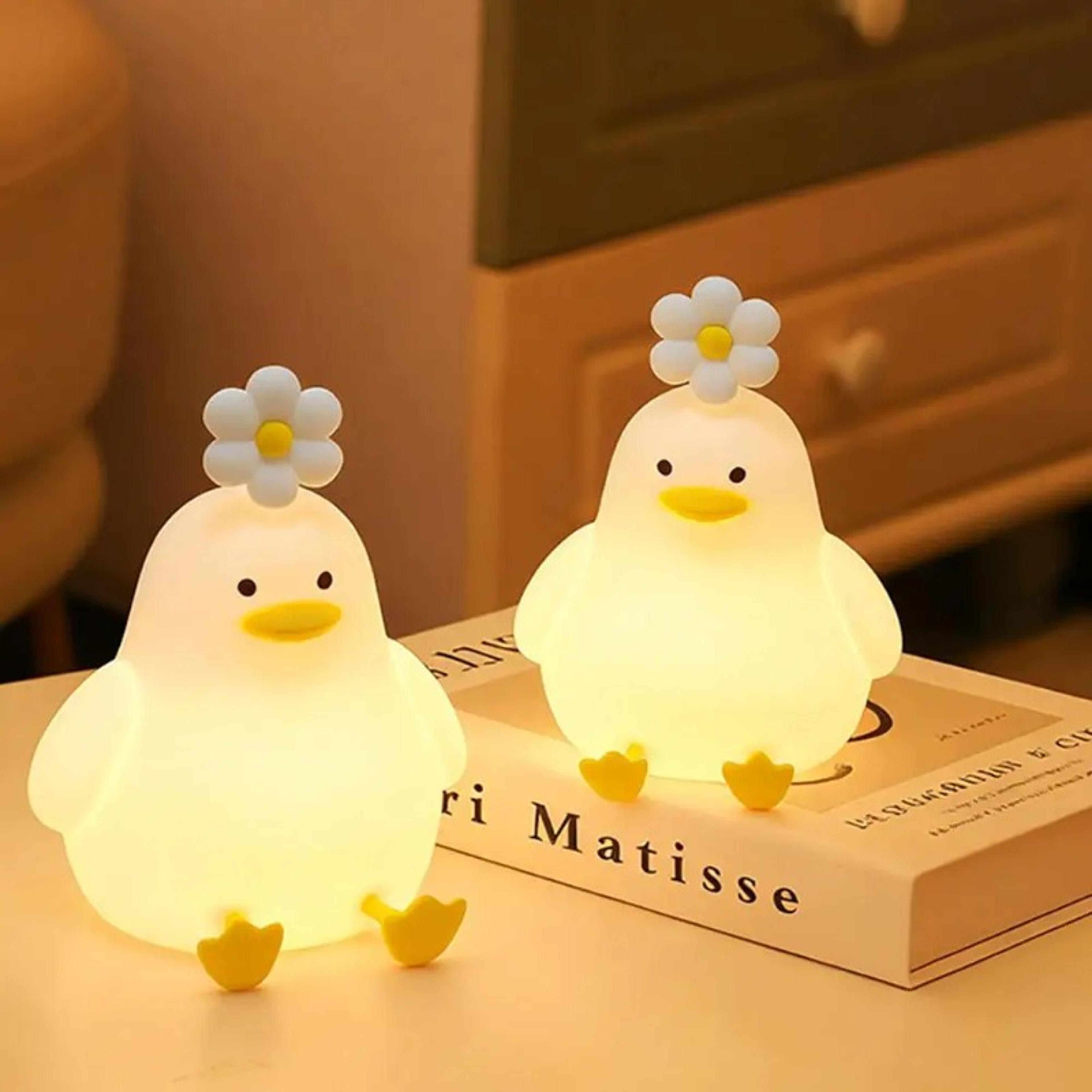 cute duck led night light usb rechargeable soft silicone touch lamp for kids bedroom nursery