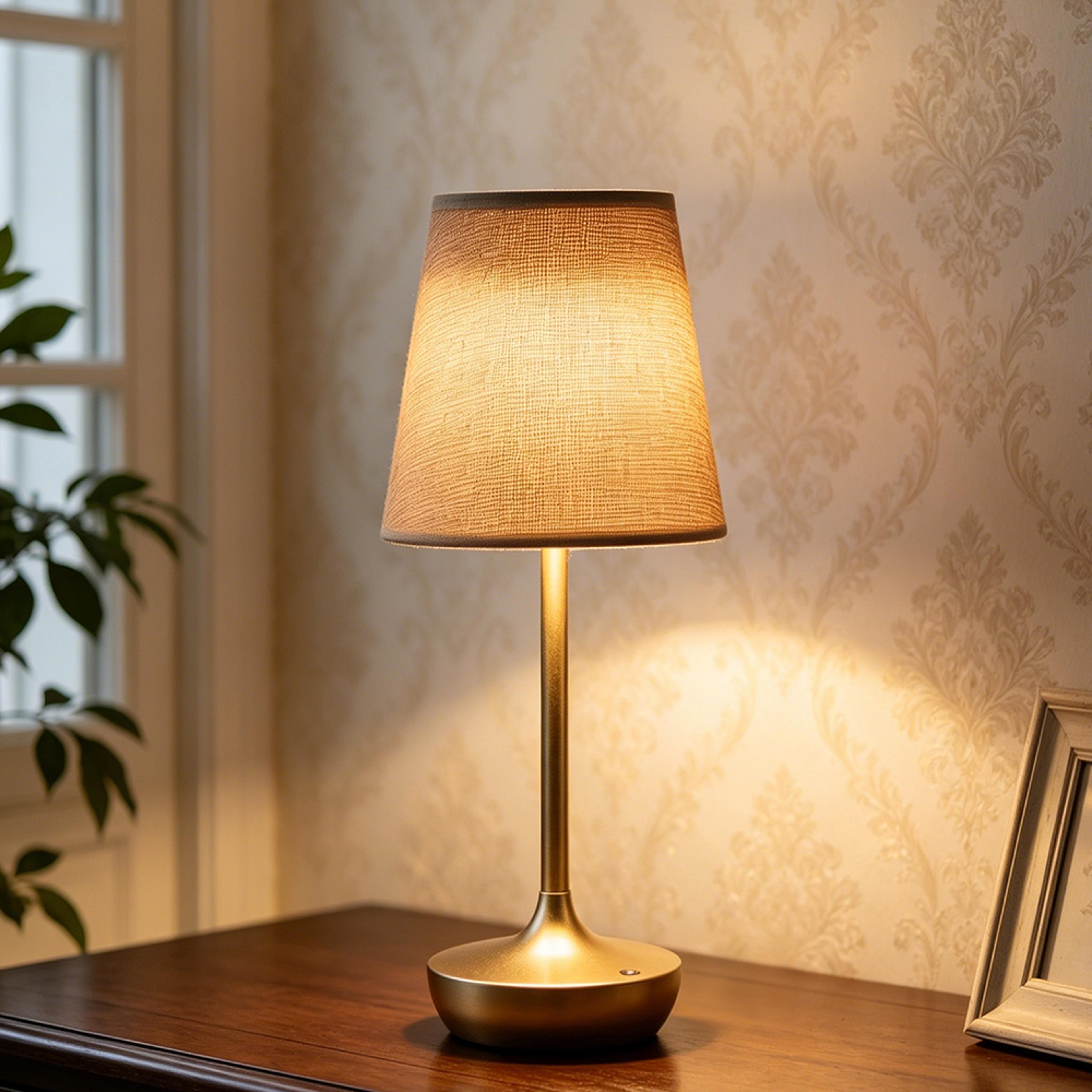 classic rechargeable led table lamp usb dimmable bedside lamp with fabric shade