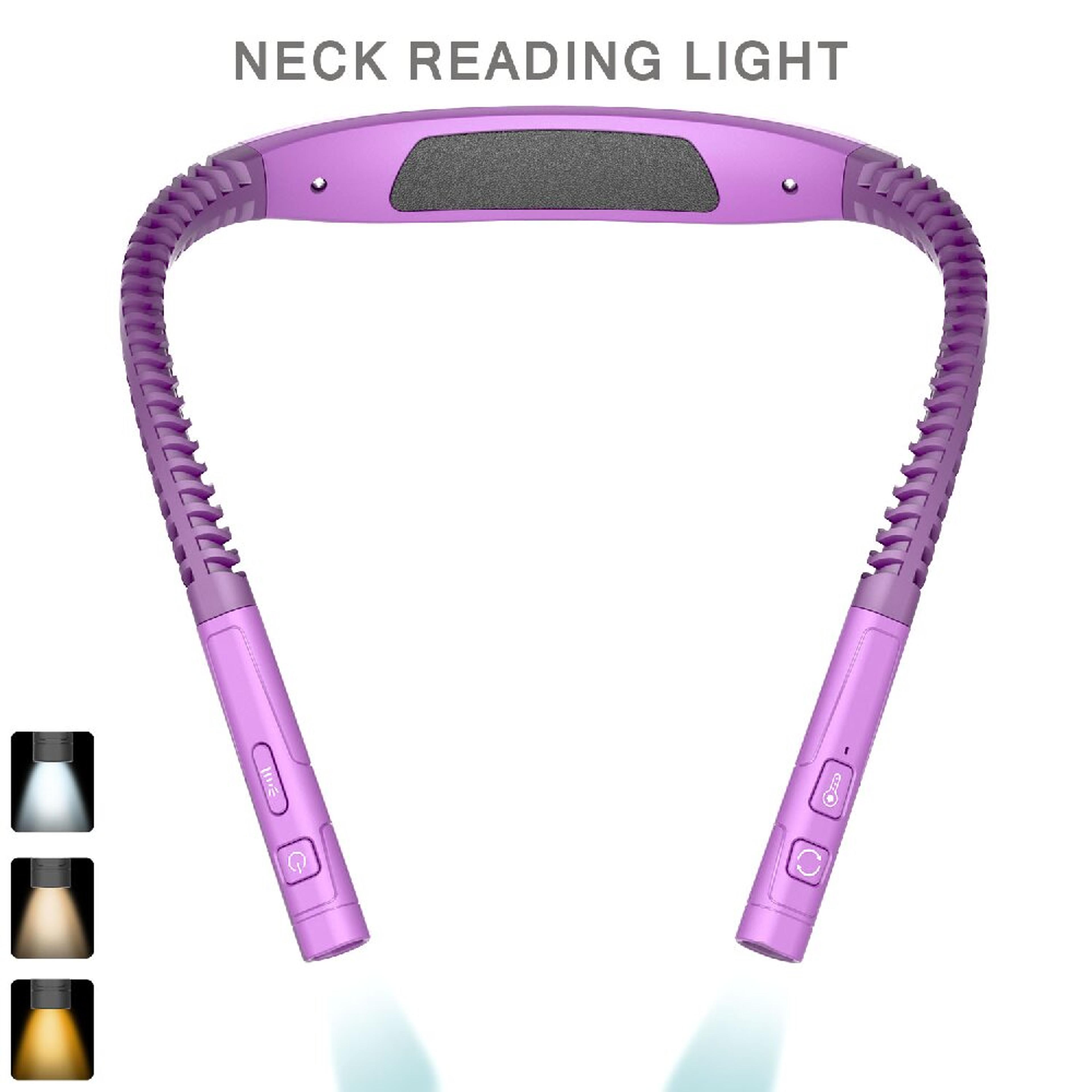 rechargeable led neck reading light flexible book light with 3 color modes and 3 brightness levels