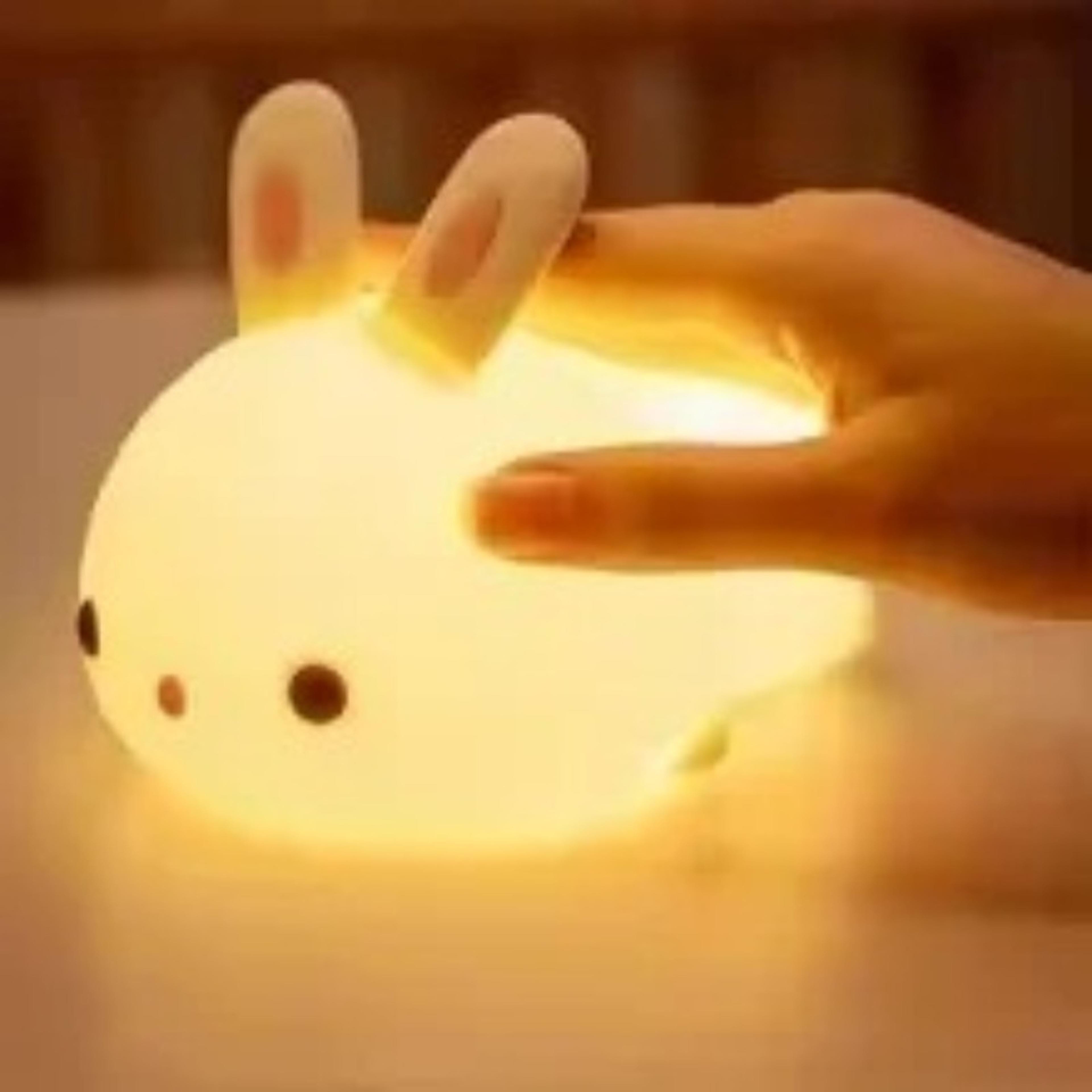 rechargeable rabbit night light soft silicone kids night light usb led bedside lamp