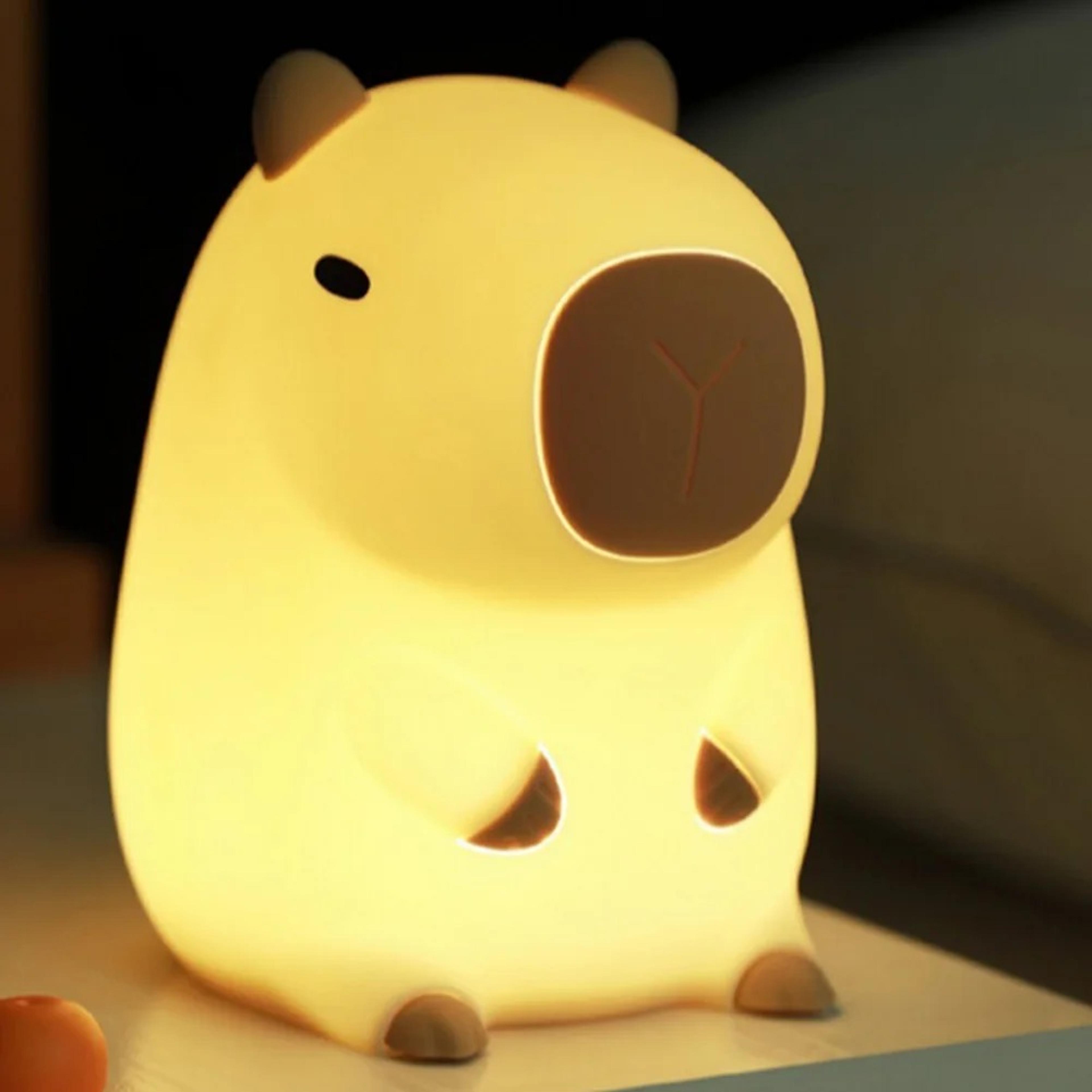 cute capybara night light rechargeable silicone touch lamp with rgb dimmable led for kids nursery