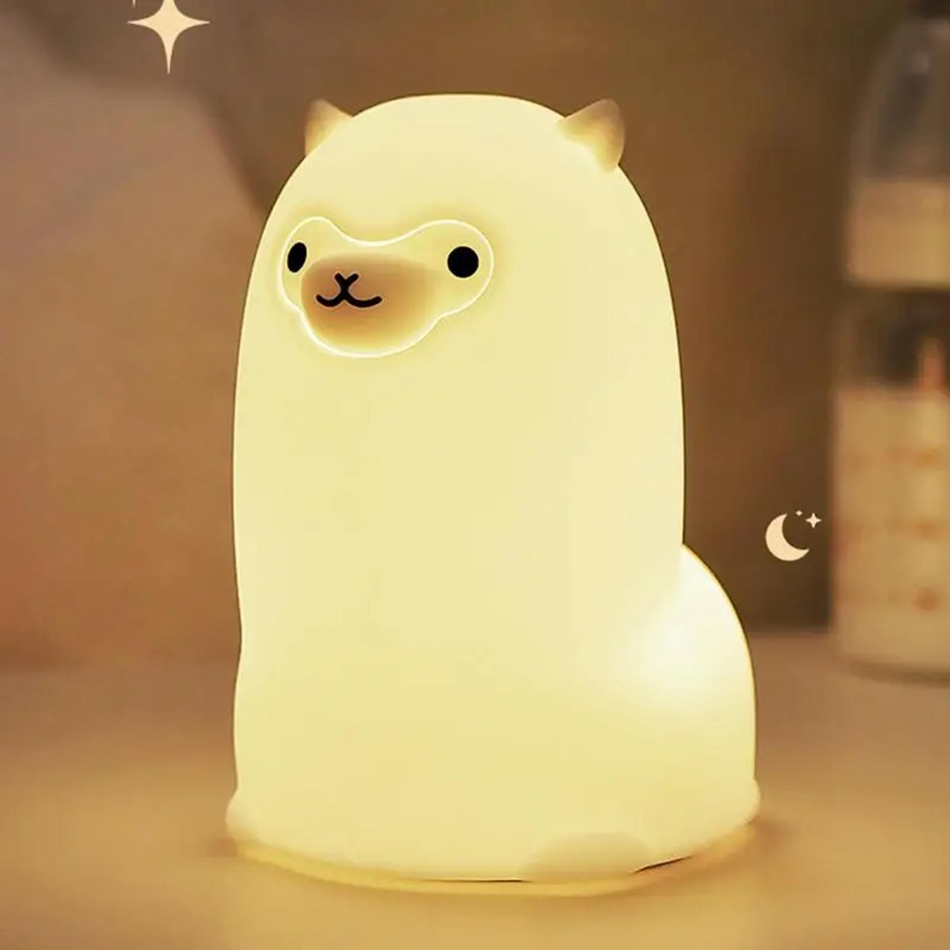 cute alpaca night light usb rechargeable rgb led night light soft silicone touch lamp for kids
