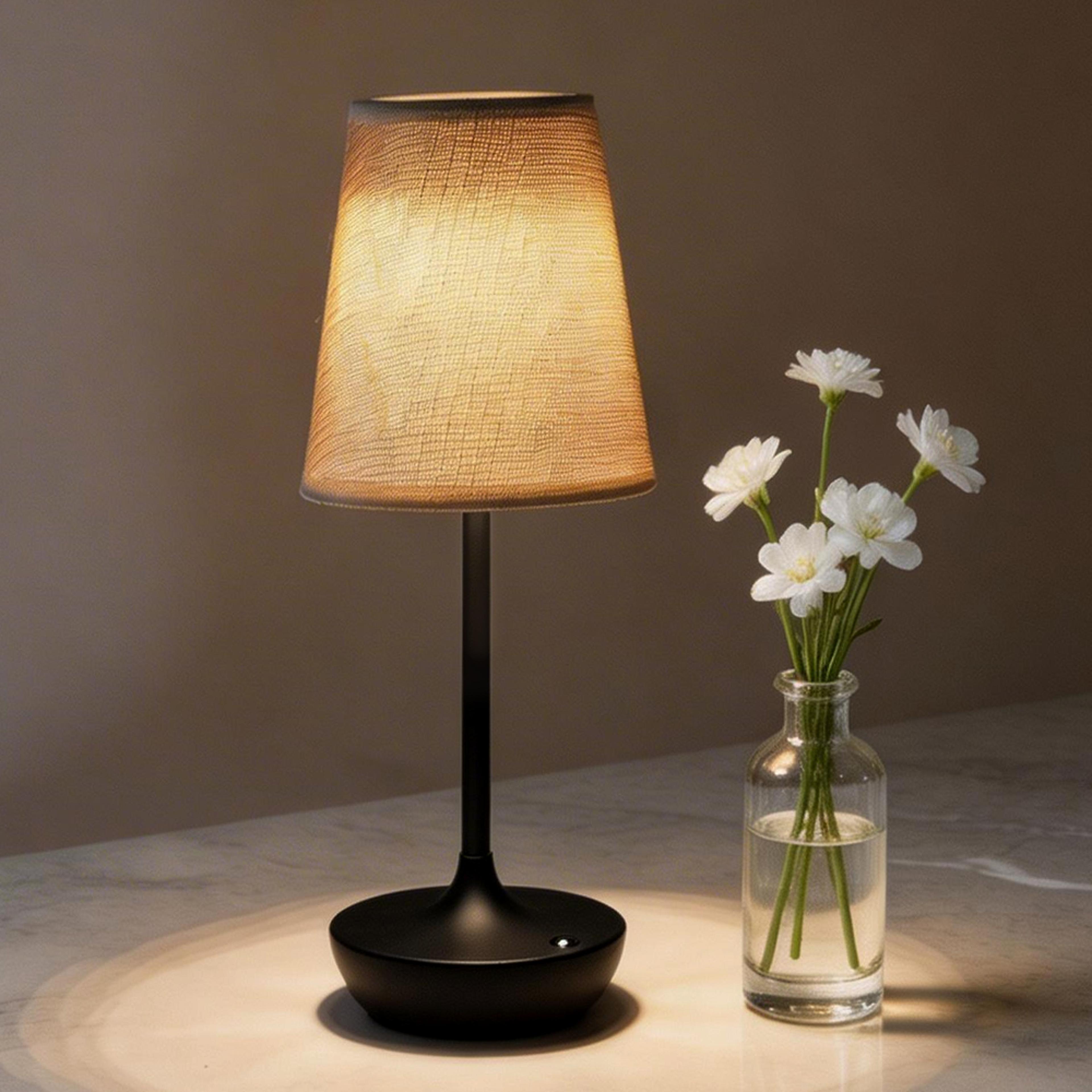 vintage cordless table lamp rechargeable led bedside lamp with fabric shade and touch control