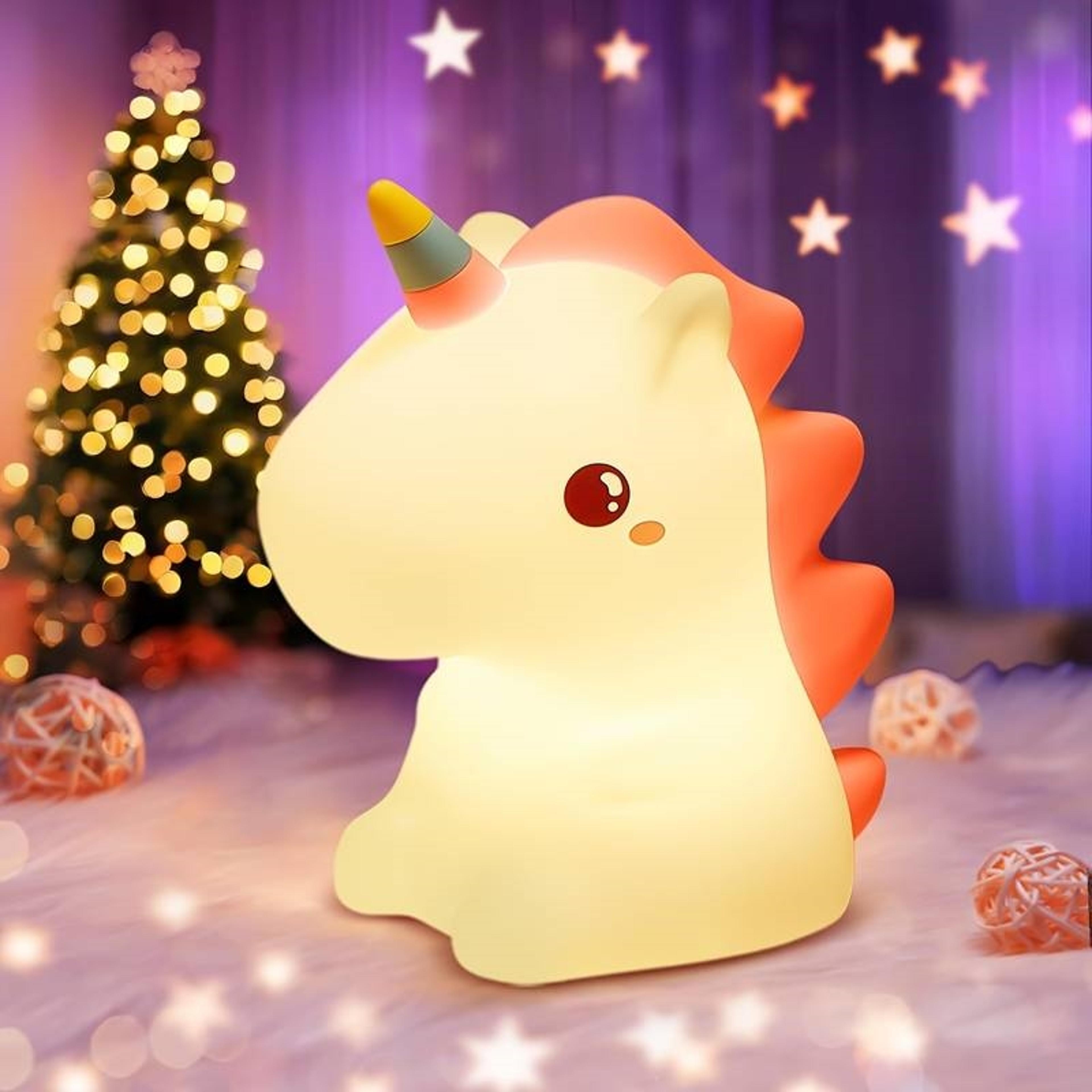 cute unicorn night light usb rechargeable silicone touch lamp for kids bedroom decor