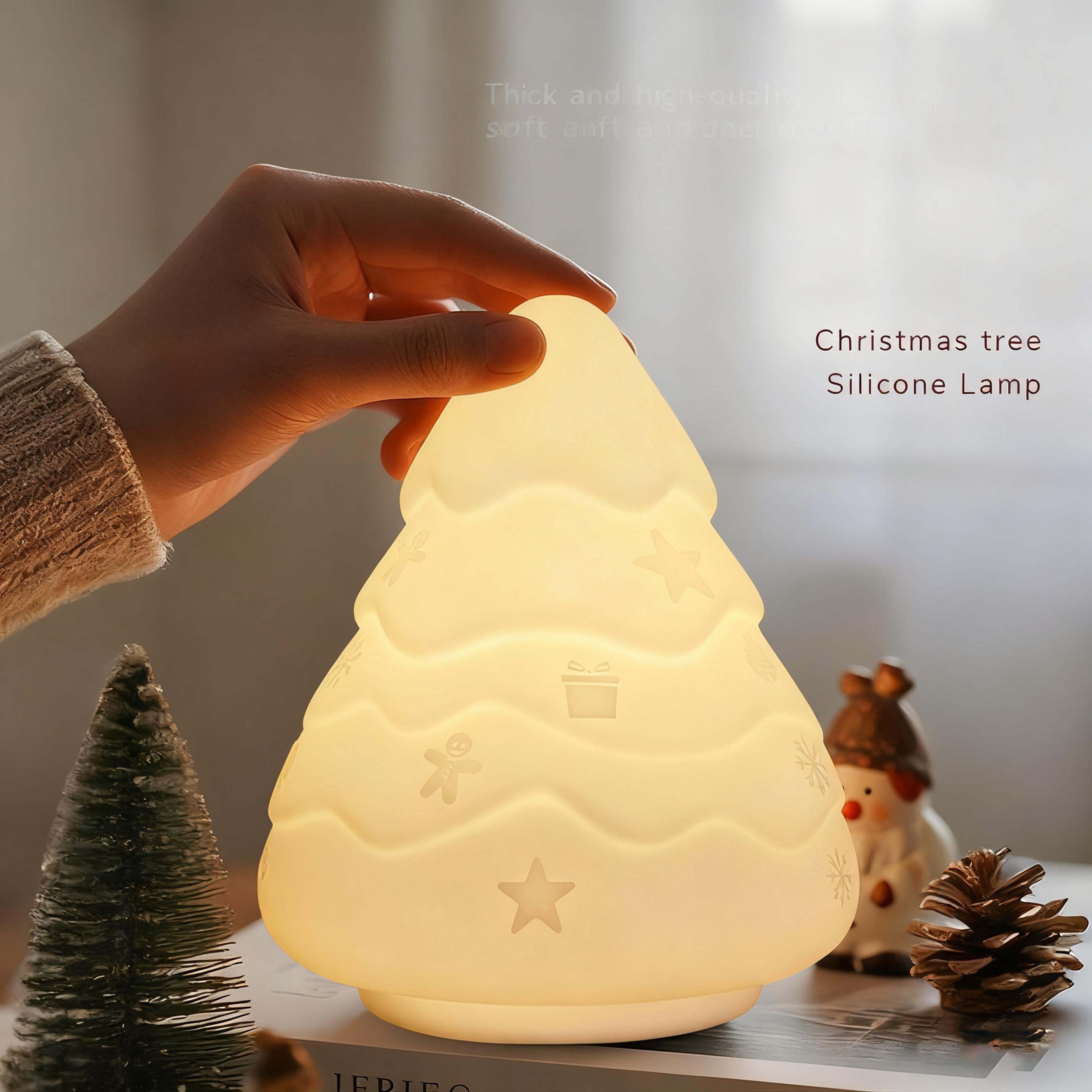 christmas night light rechargeable bedside lamp touch control led ambient light snowman christmas tree