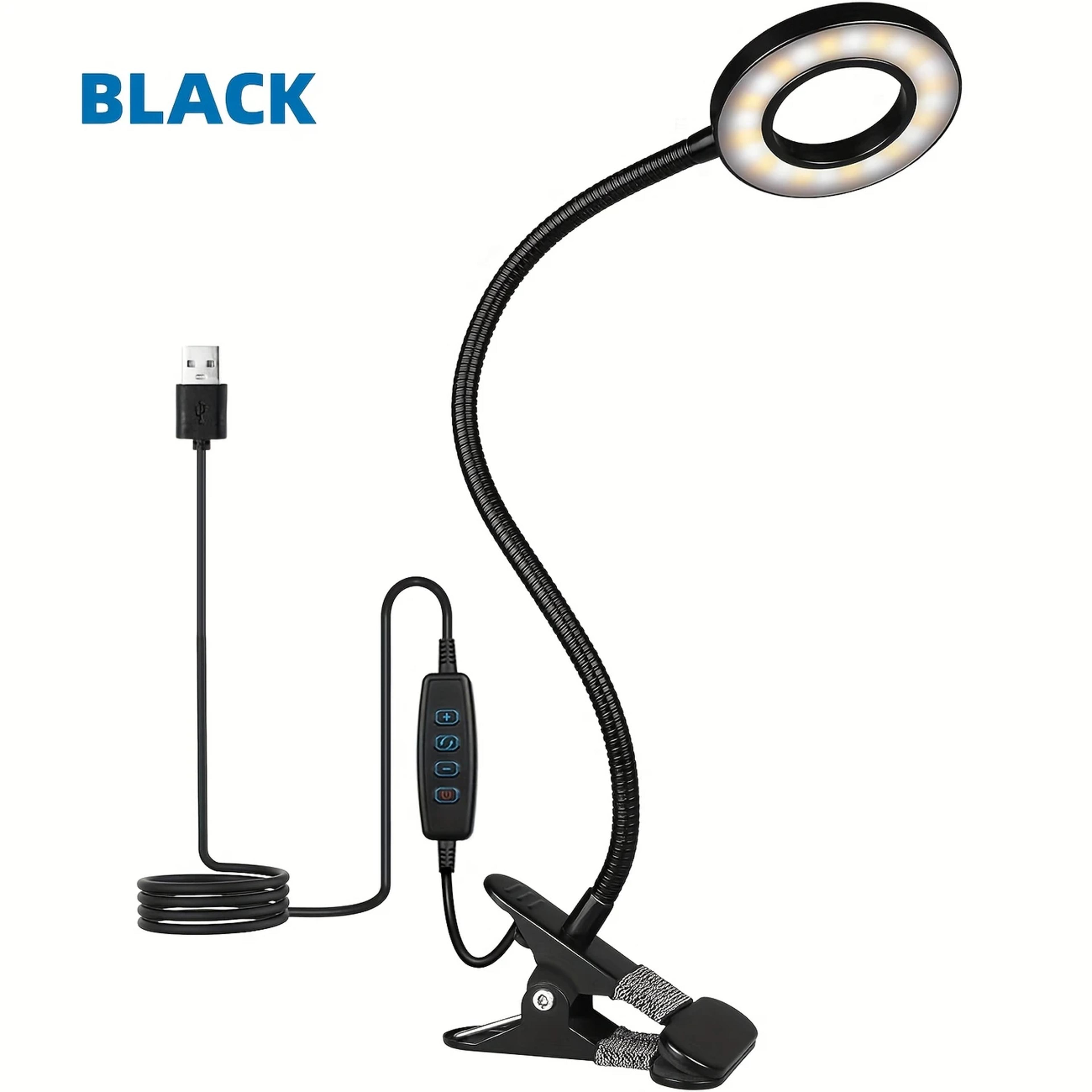 flexible led clip light with 360 gooseneck dimmable desk lamp for reading makeup and video calls