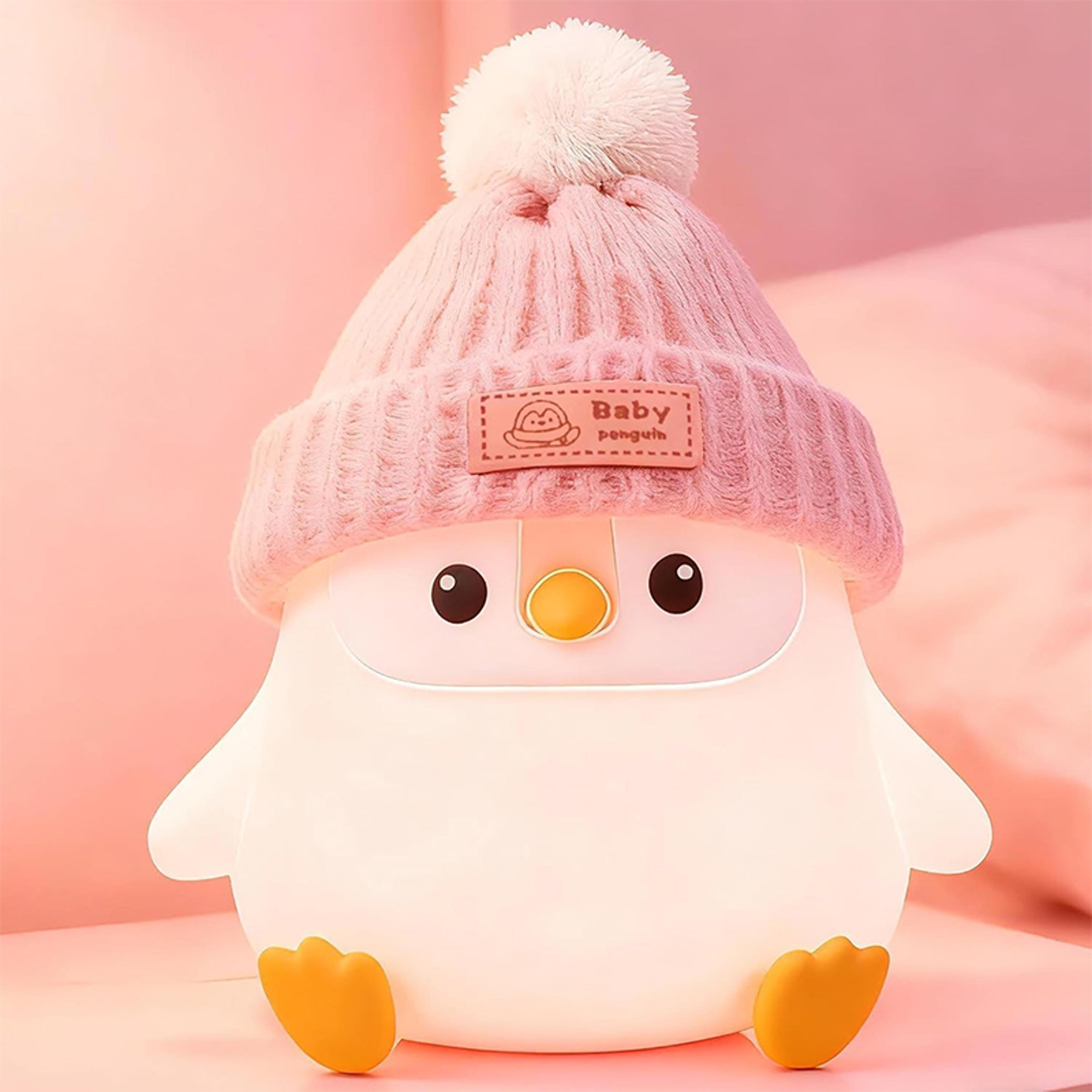 cute penguin night light rechargeable silicone touch lamp for kids nursery bedroom