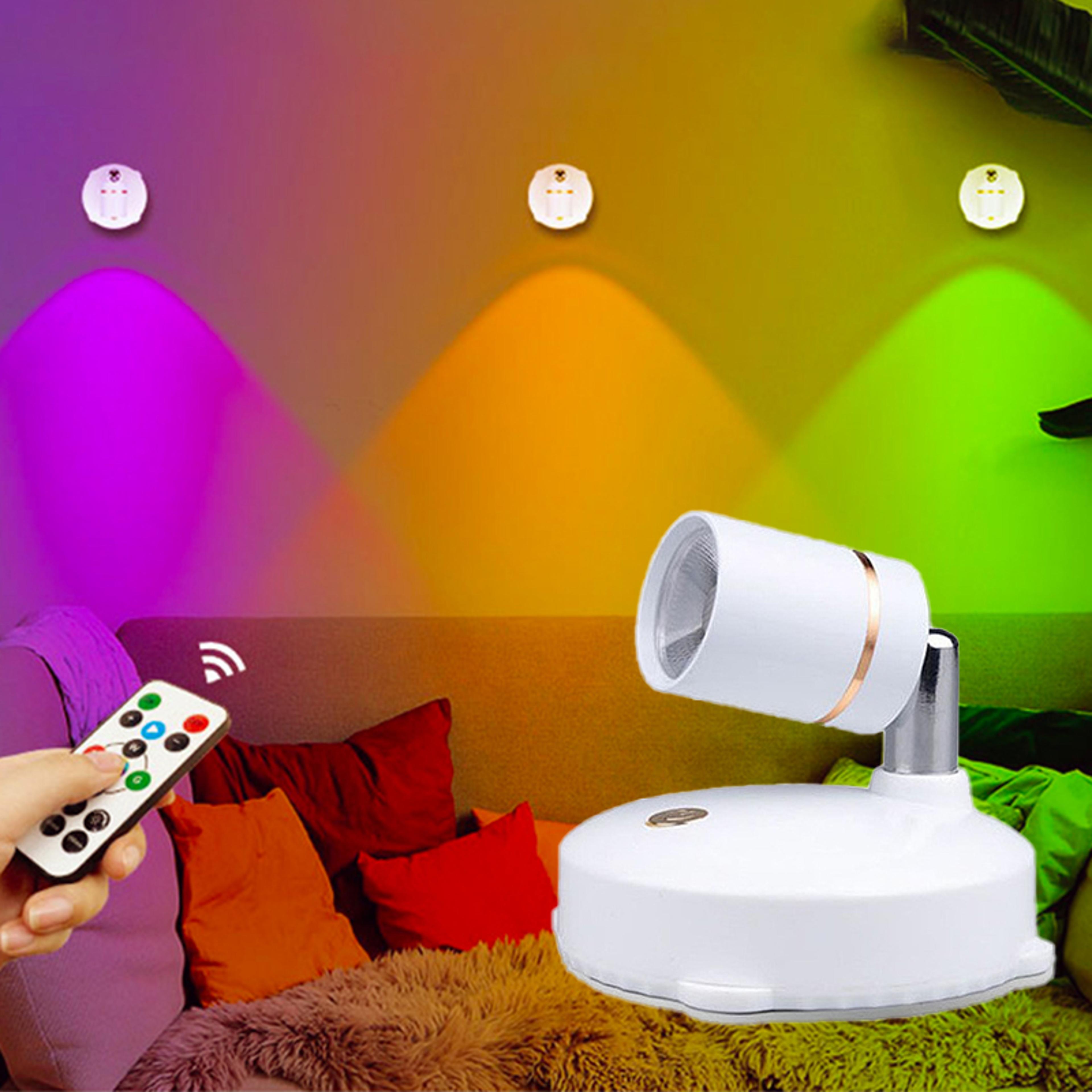wireless led spotlight battery powered rgb accent light with remote for wall art home decor
