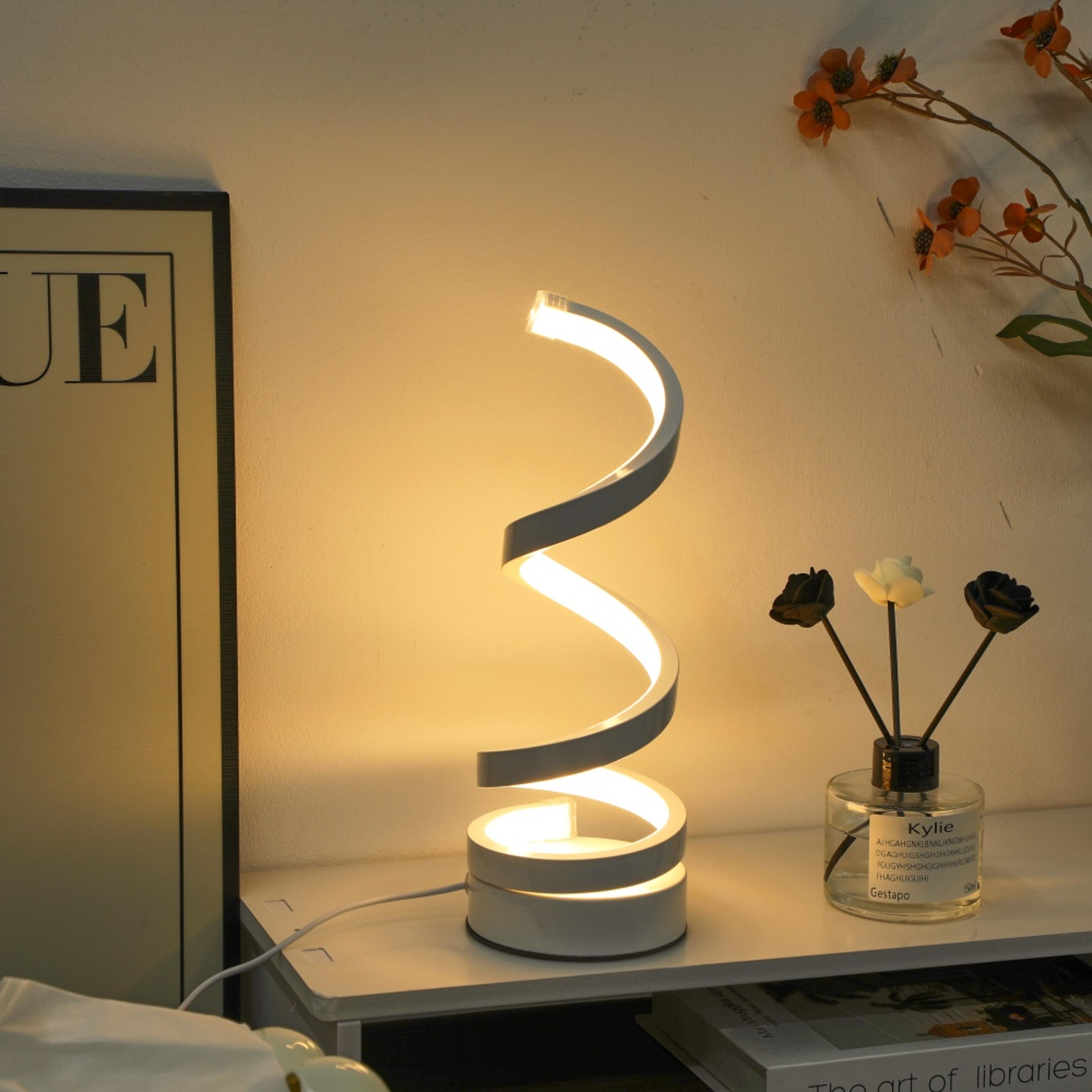 modern led desk lamp usb spiral table lamp with 3 color dimming for bedroom office nightstand
