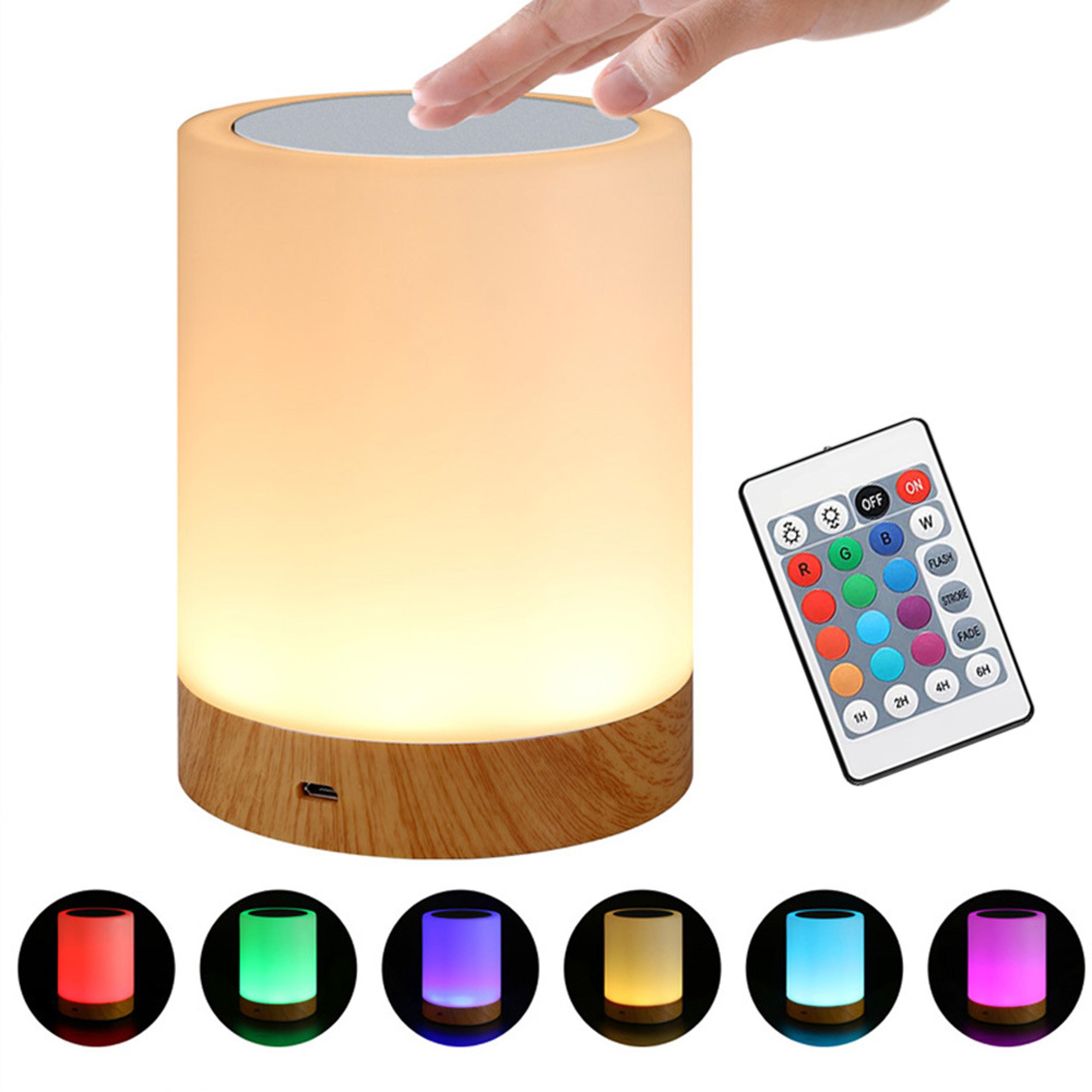lumiglow rgb bedside lamp usb rechargeable touch control led table light