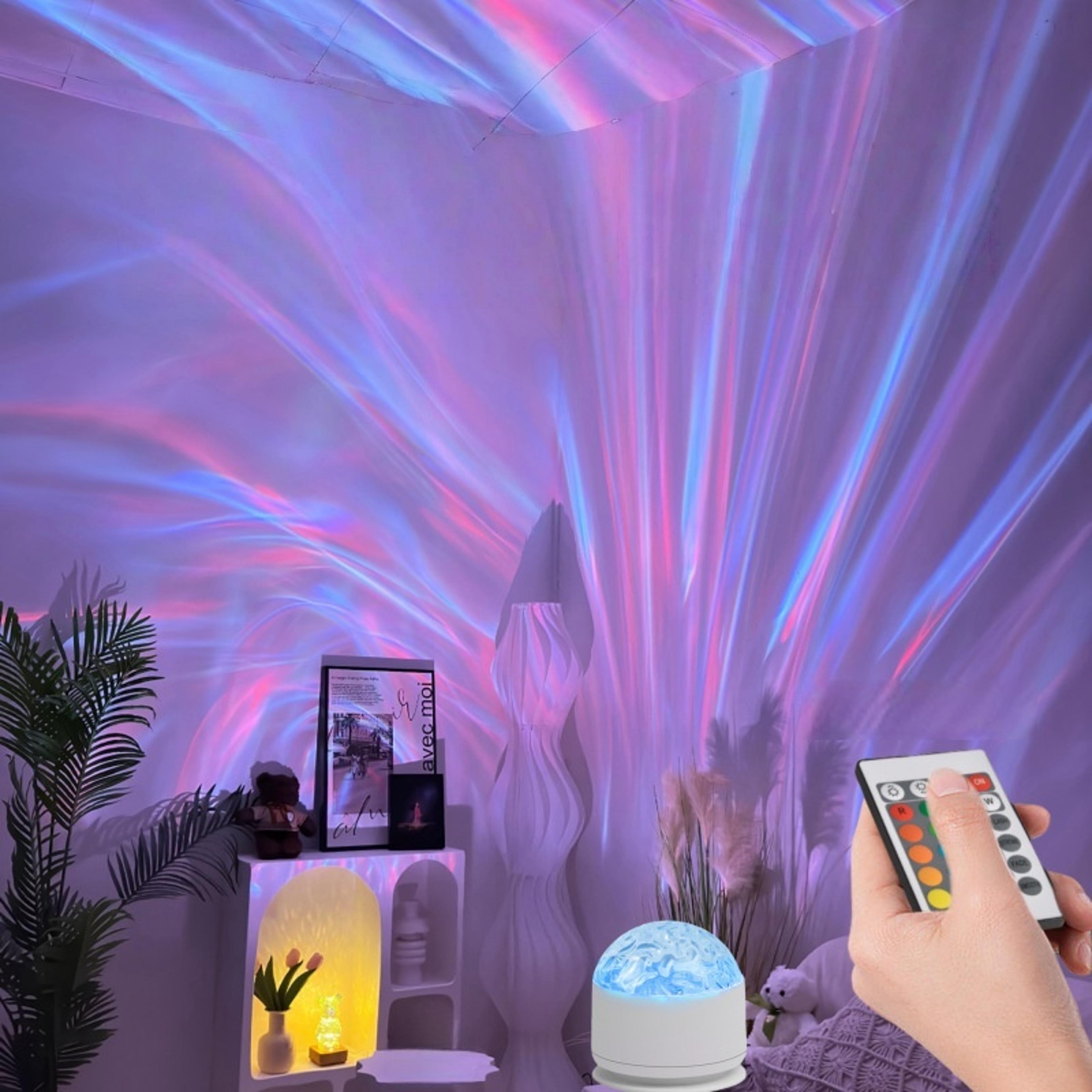 aurora projector rgb water ripple night light ambient bedroom table lamp