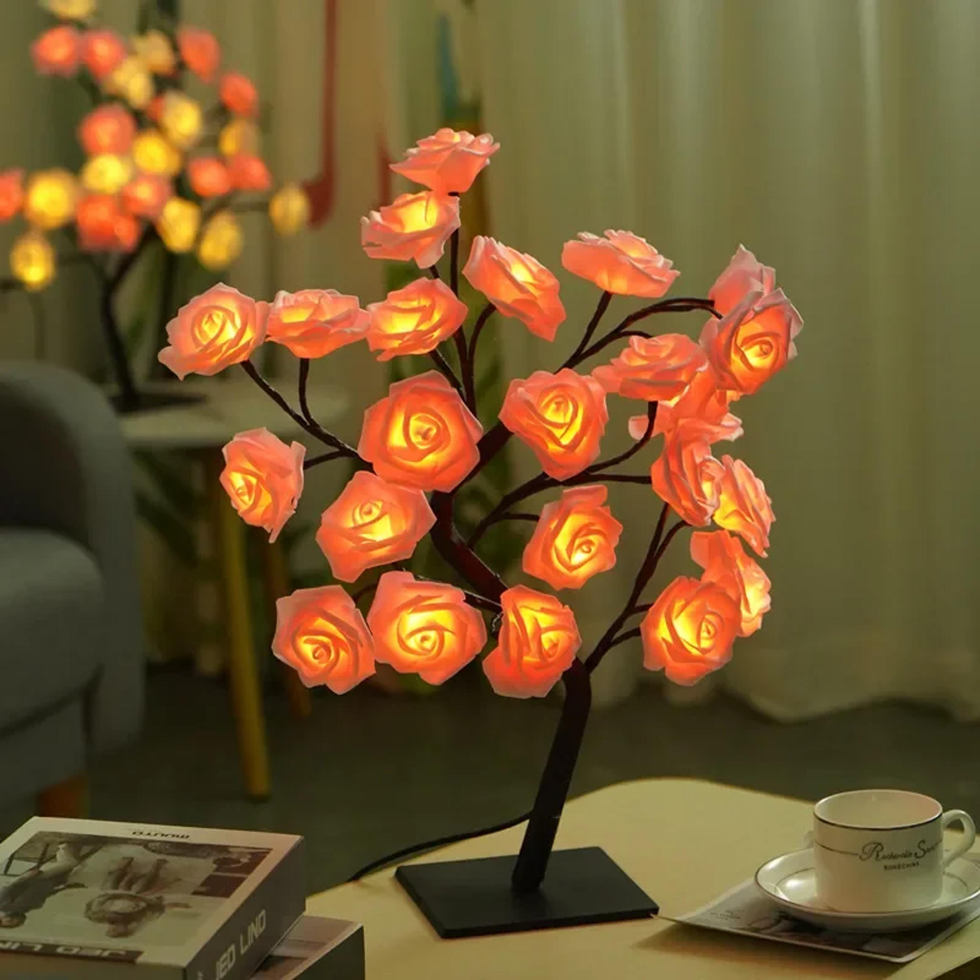 24 led rose tree lamp usb rose table lamp romantic wedding bedroom night light gift