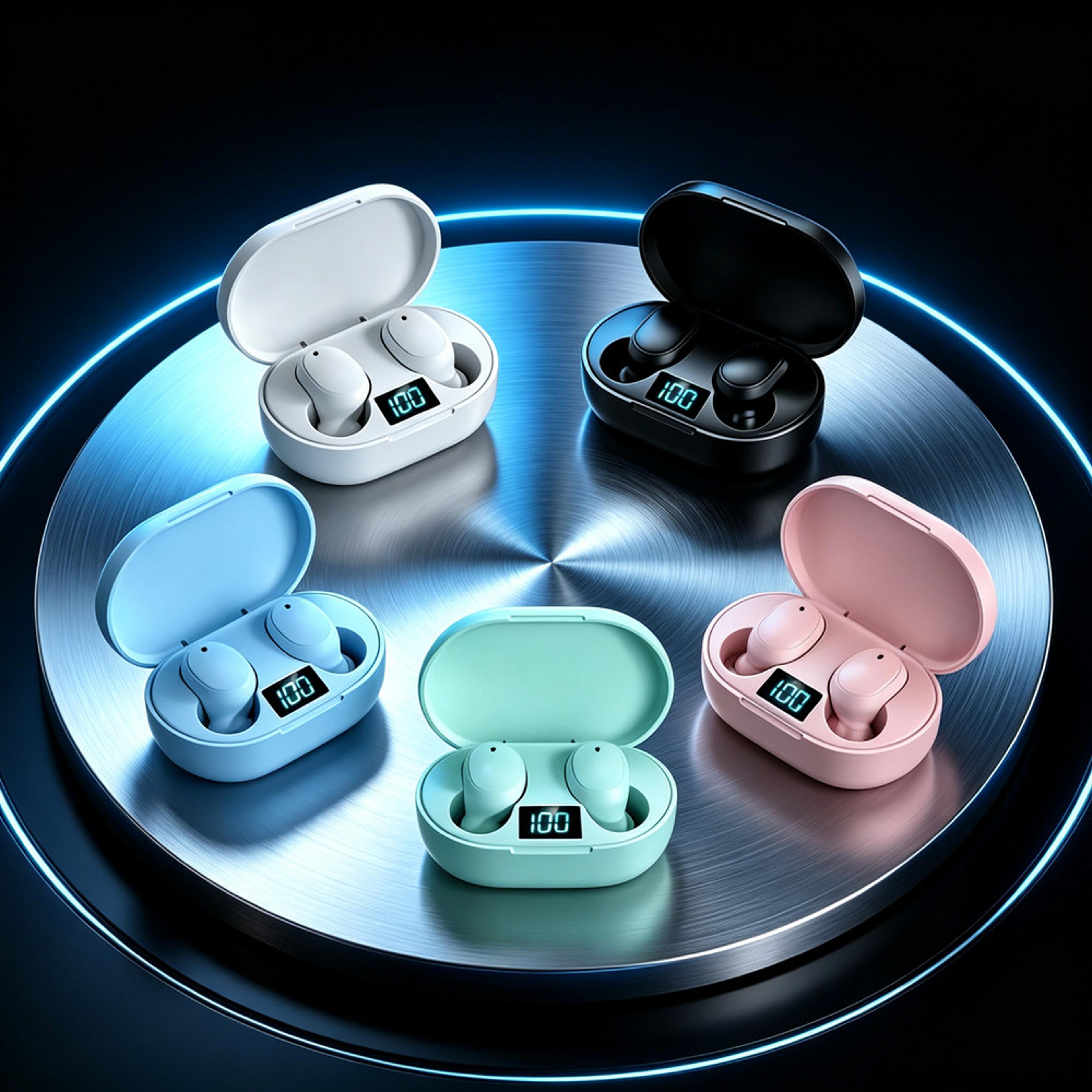 e6s wireless bluetooth earbuds noise cancelling tws earphones with charging case and mic
