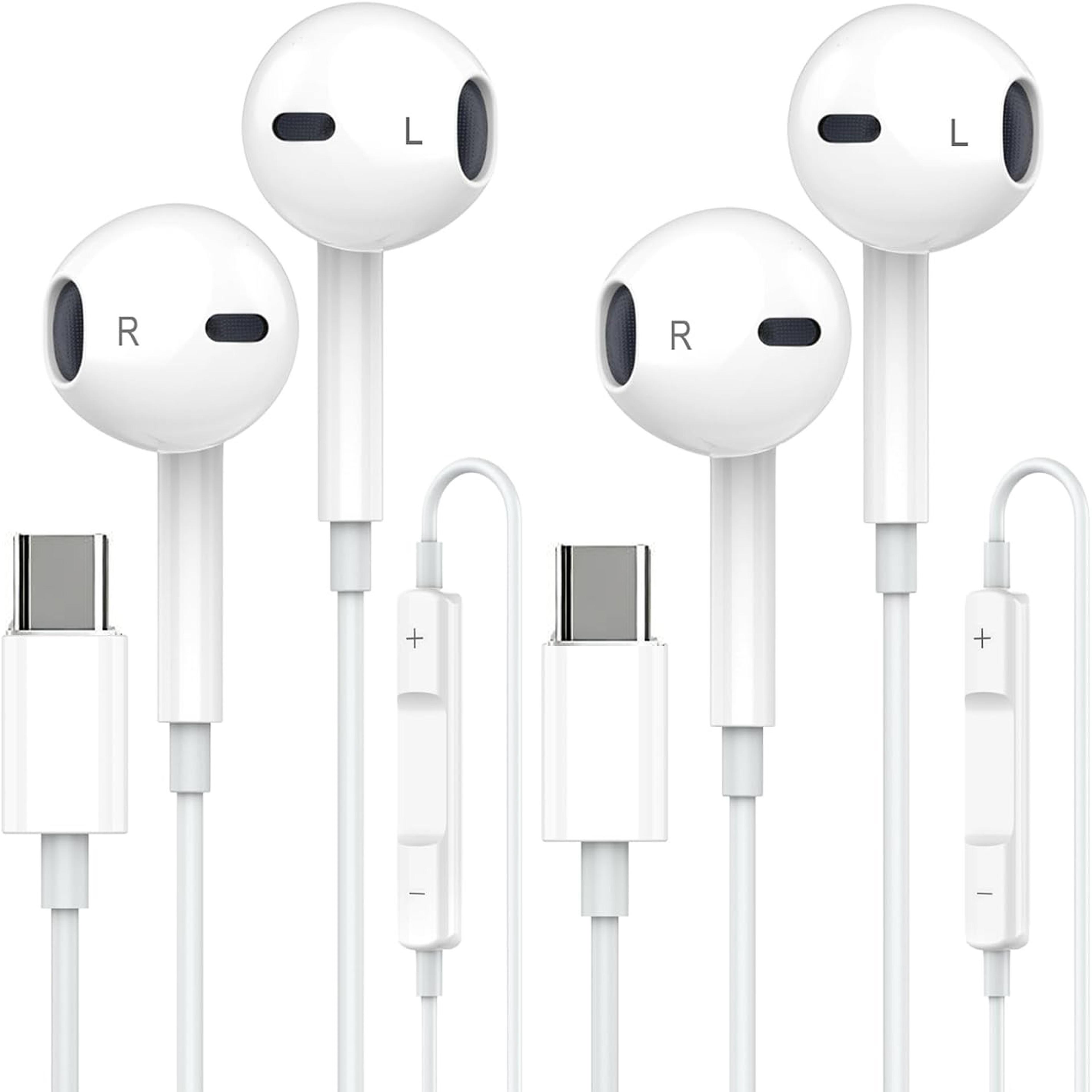 usb c wired earphones with microphone and volume control in ear headphones for type c devices