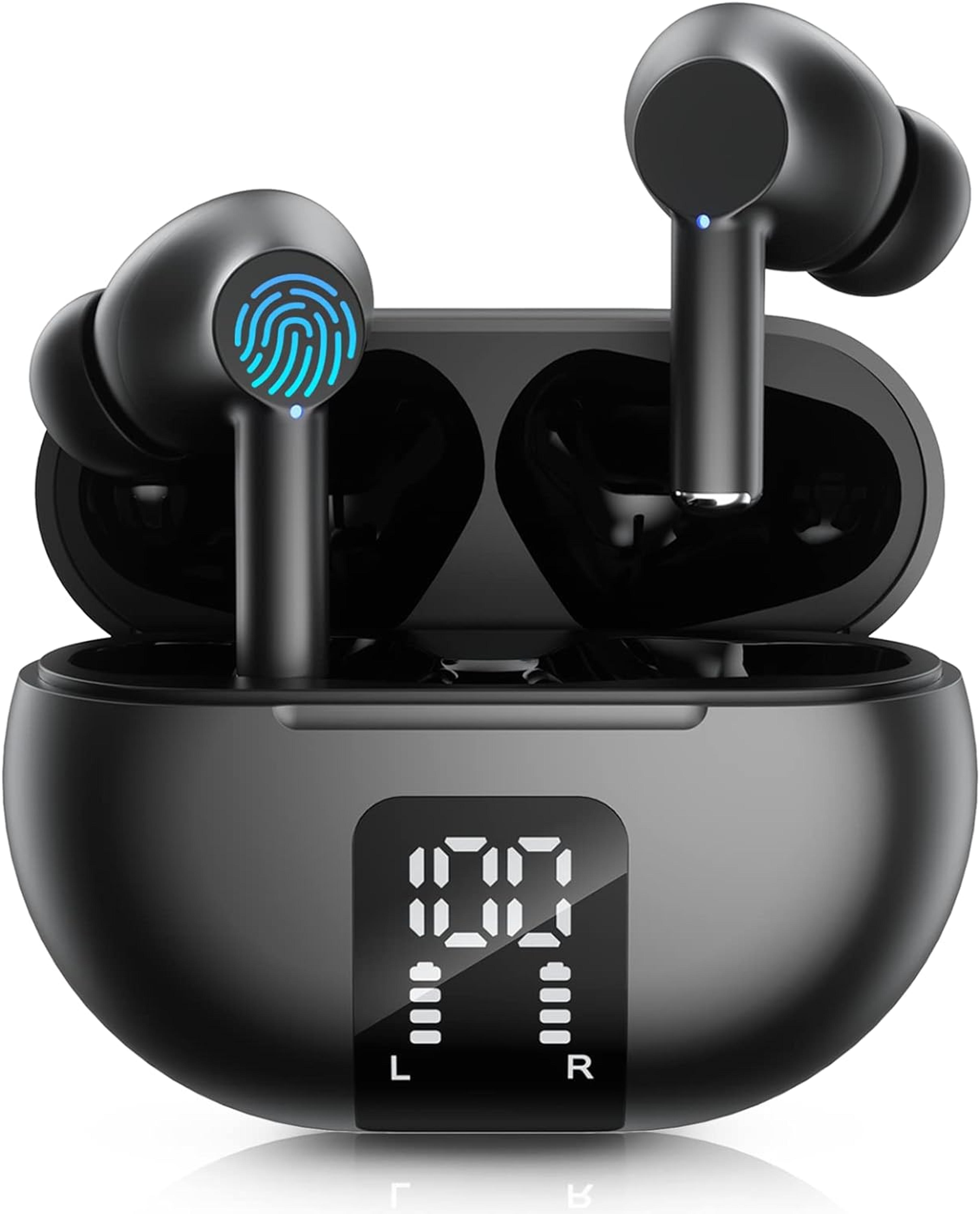bluetooth 5.3 wireless earbuds with led display, noise cancelling & 60h playtime