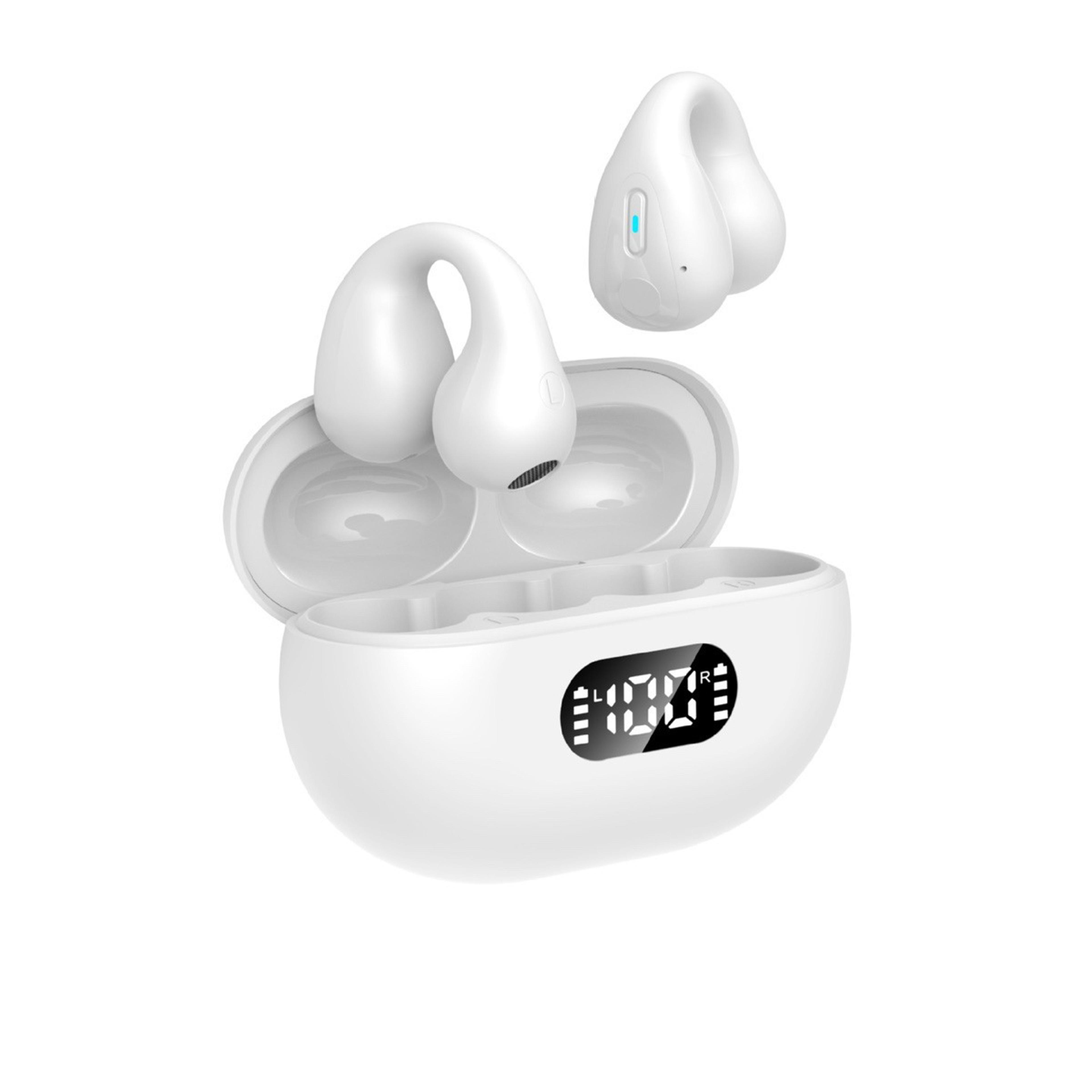 open ear bone conduction earbuds bluetooth ear clip headphones with digital display