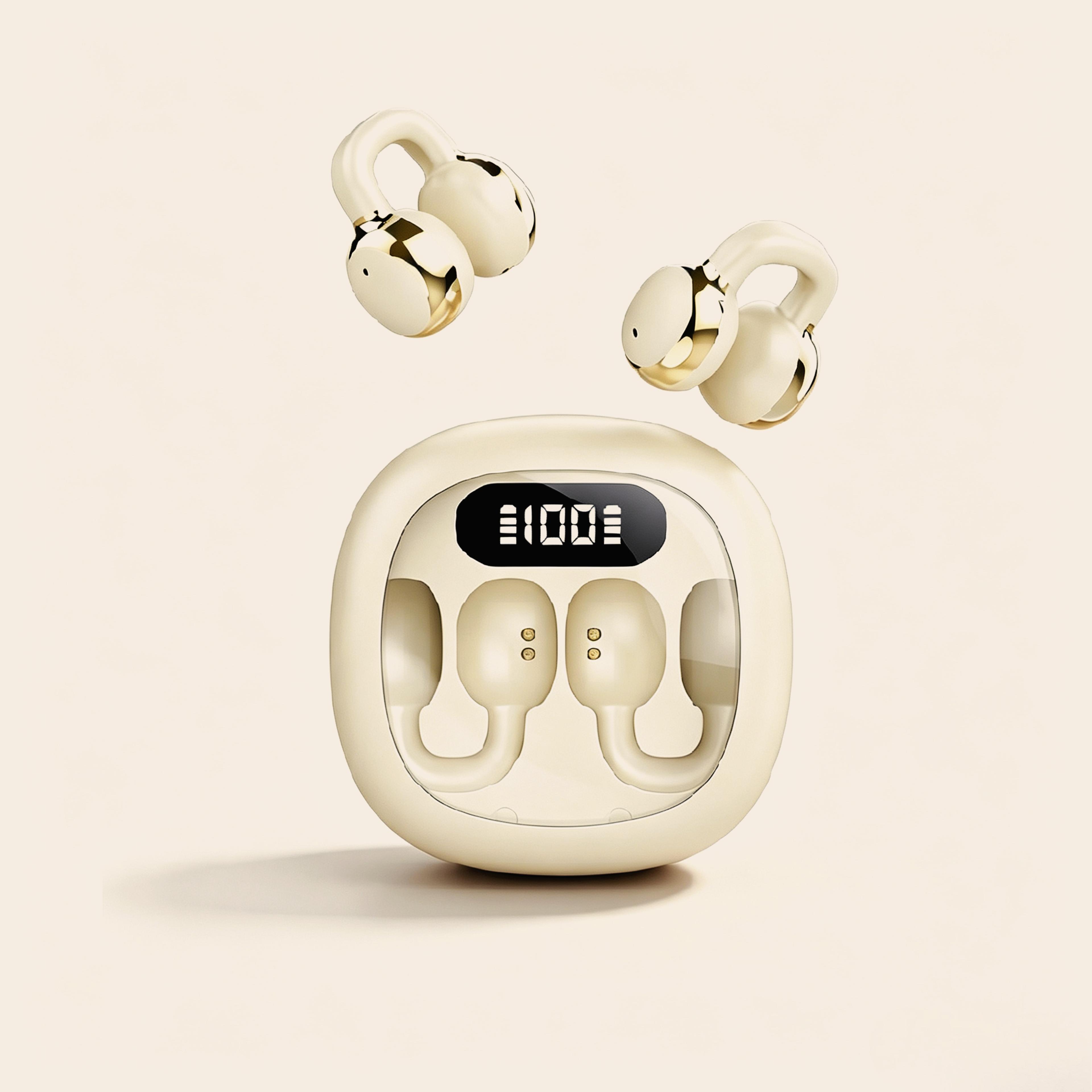 open ear clip on wireless earbuds bluetooth 5.4 with mic & 72h battery