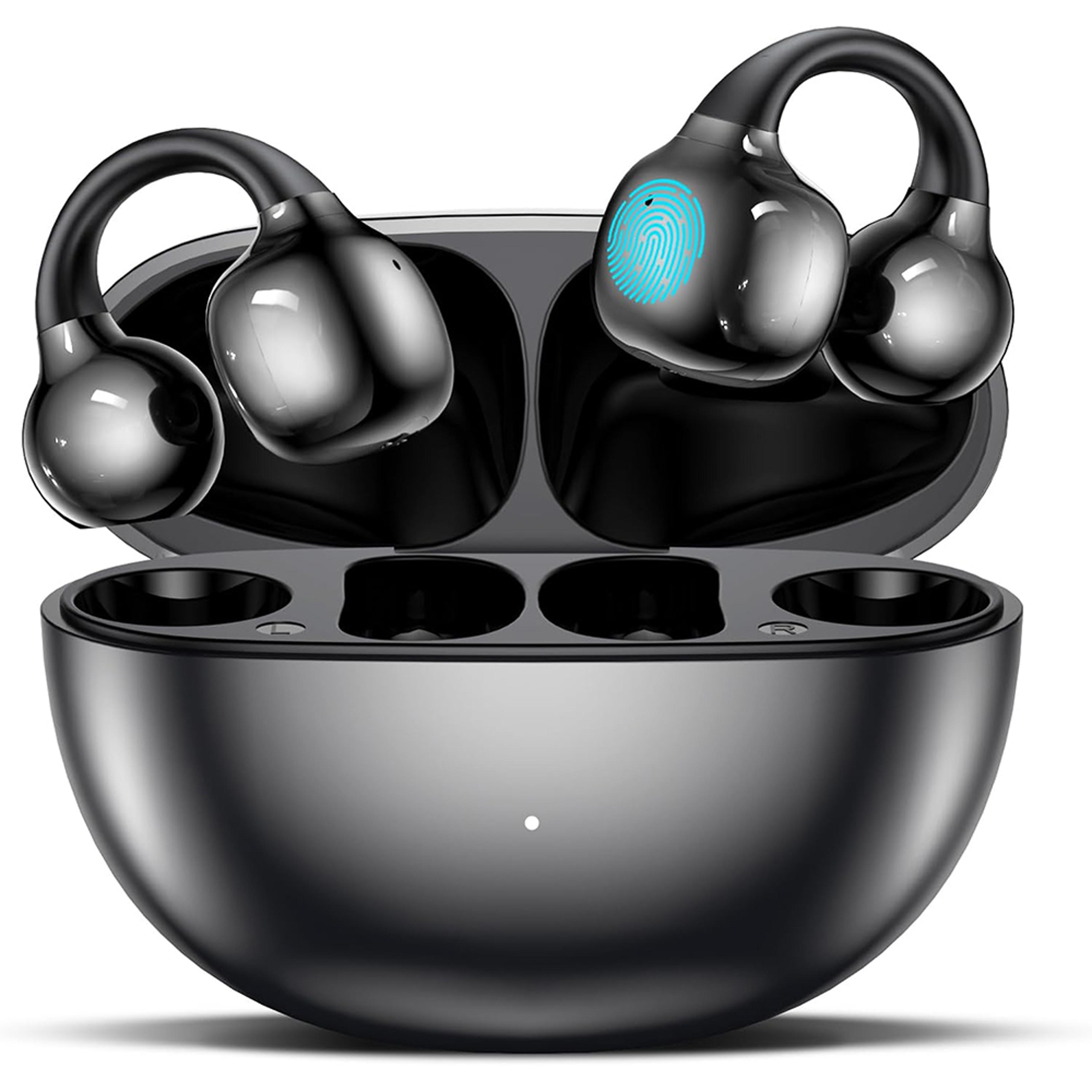 open ear bluetooth 5.4 earbuds with clip on fit, 72h playtime wireless sports headphones