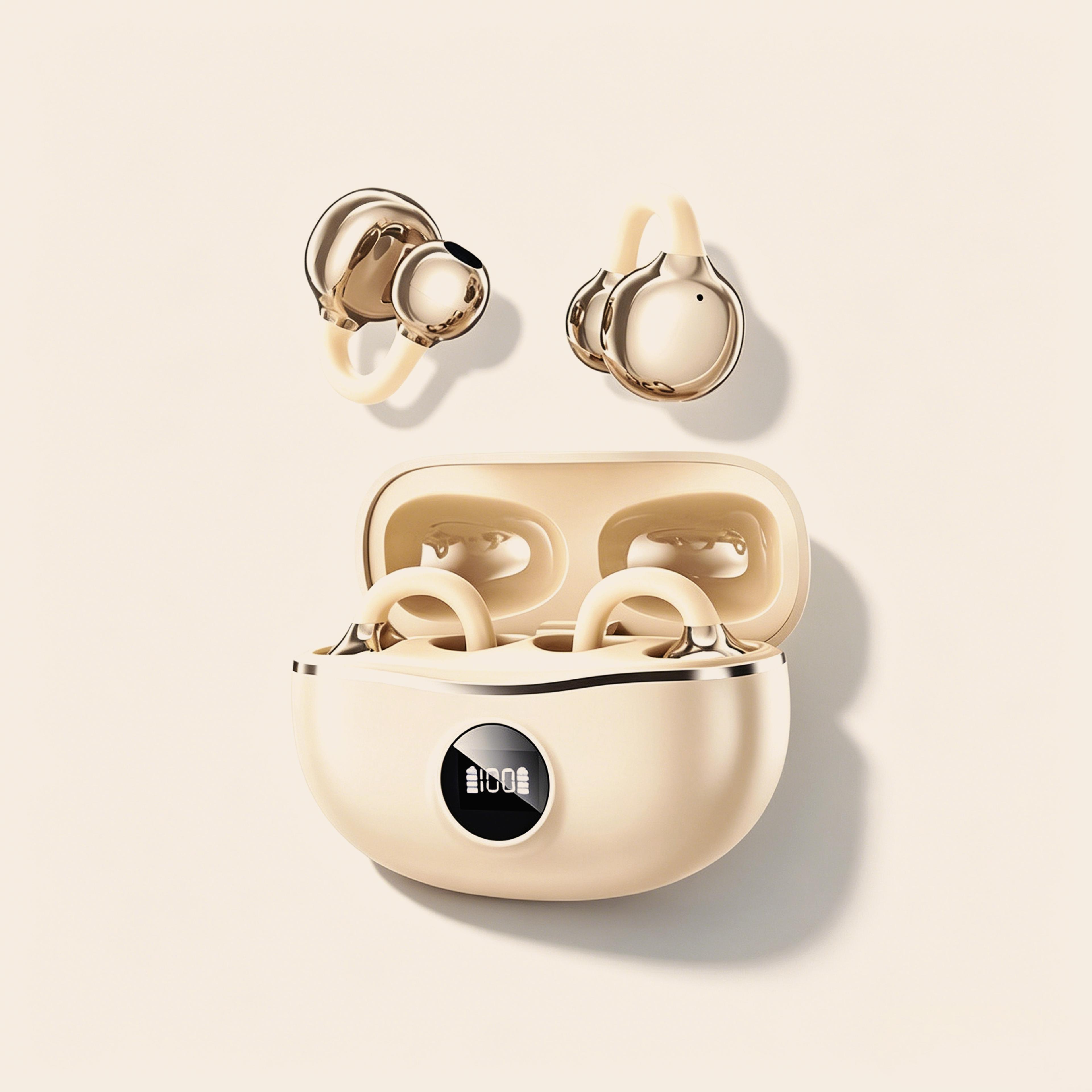 open ear bluetooth headphones wireless clip earbuds with bluetooth 5.4 noise canceling mic