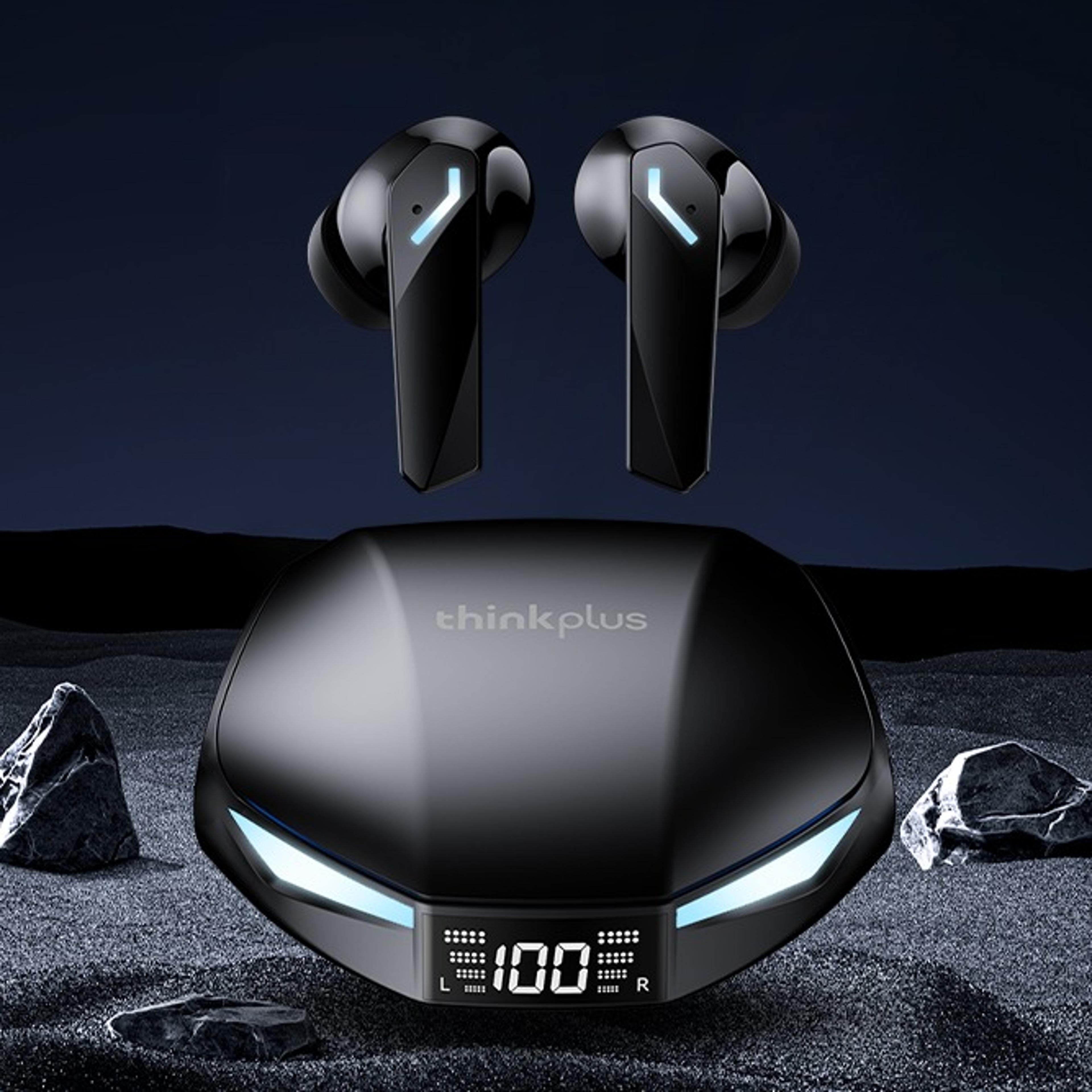 xt53 bluetooth 5.4 earbuds with led display, waterproof wireless gaming headphones