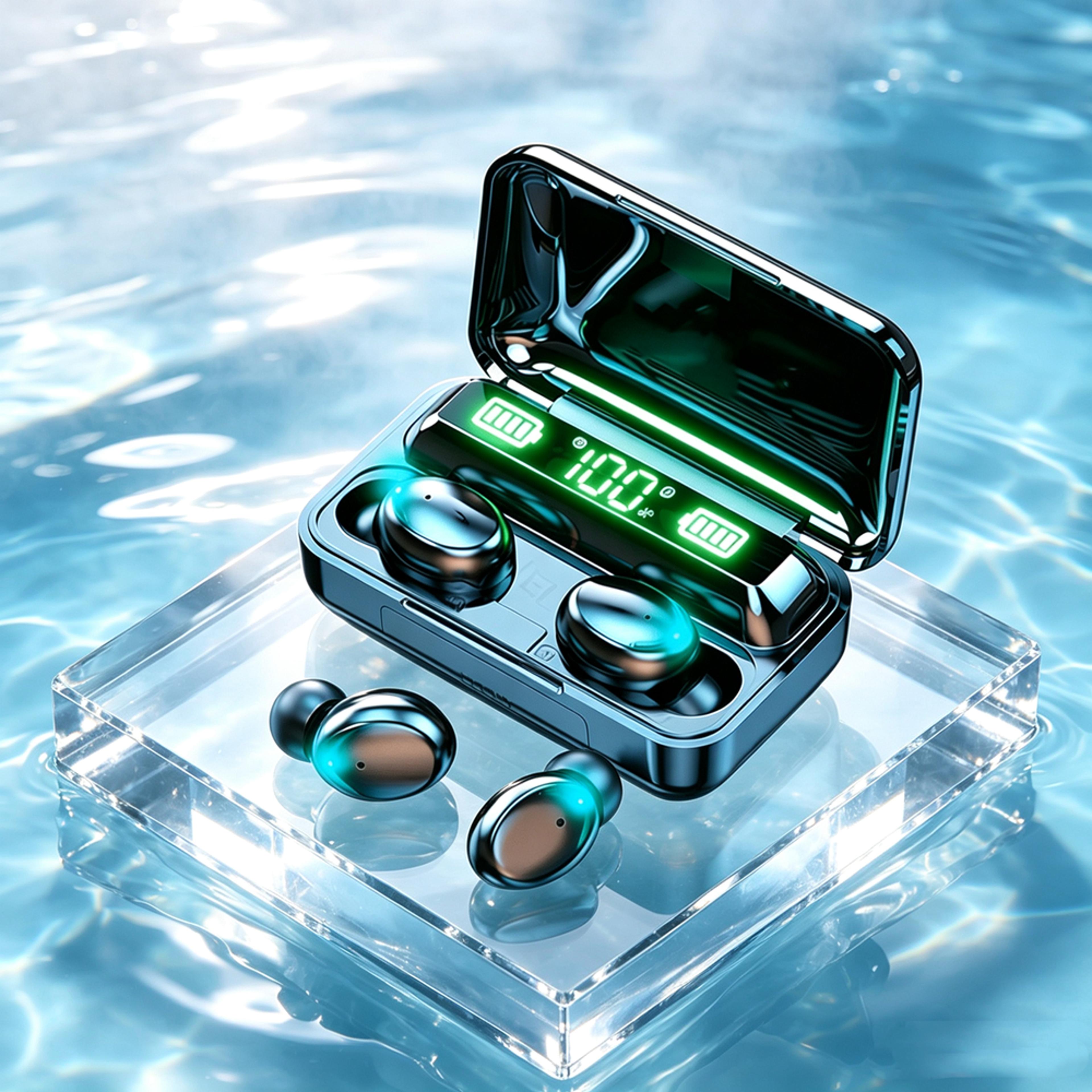 9d deep bass bluetooth headphones wireless earbuds with touch control & waterproof sports design