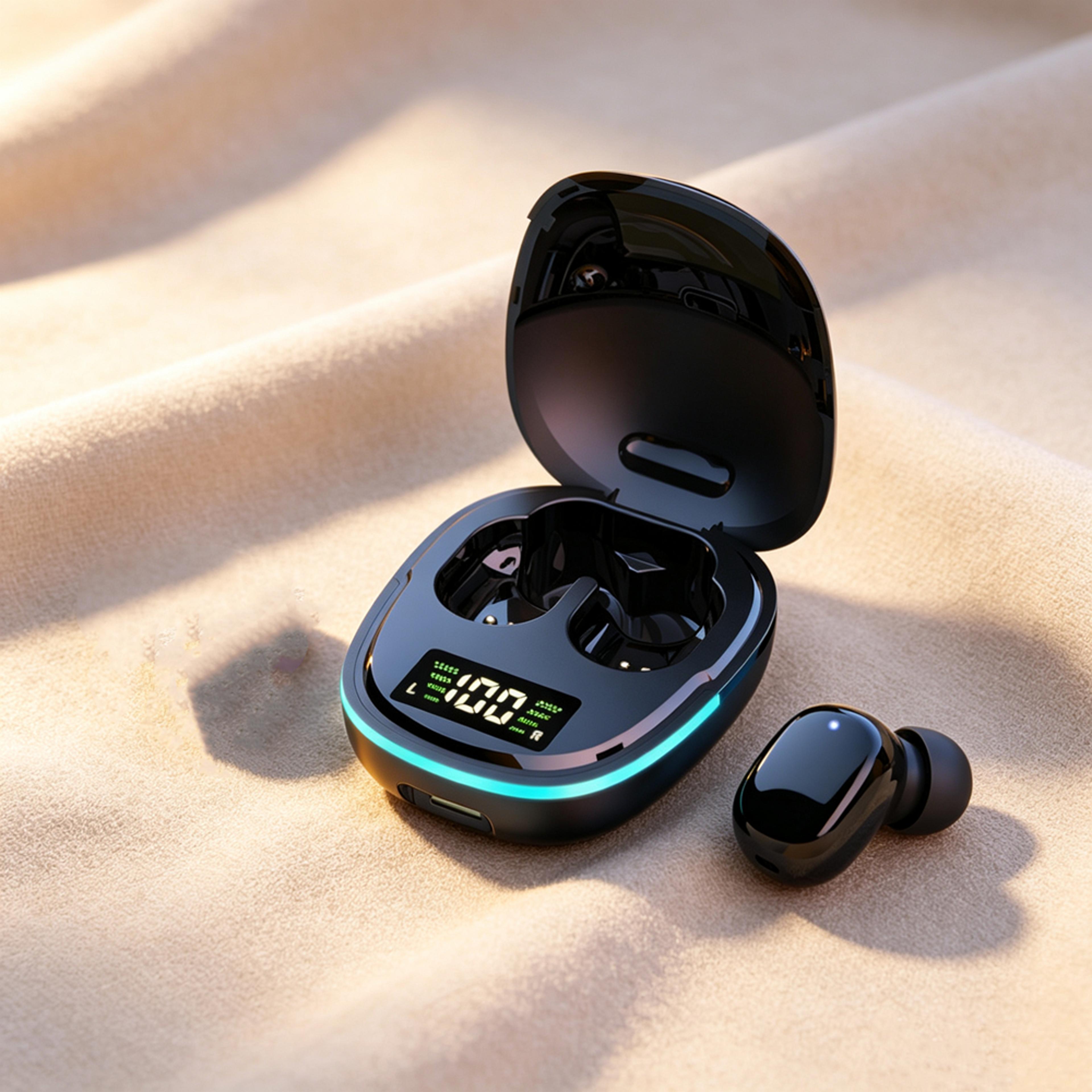 aeropulse wireless bluetooth earbuds with digital display charging case and waterproof tws audio