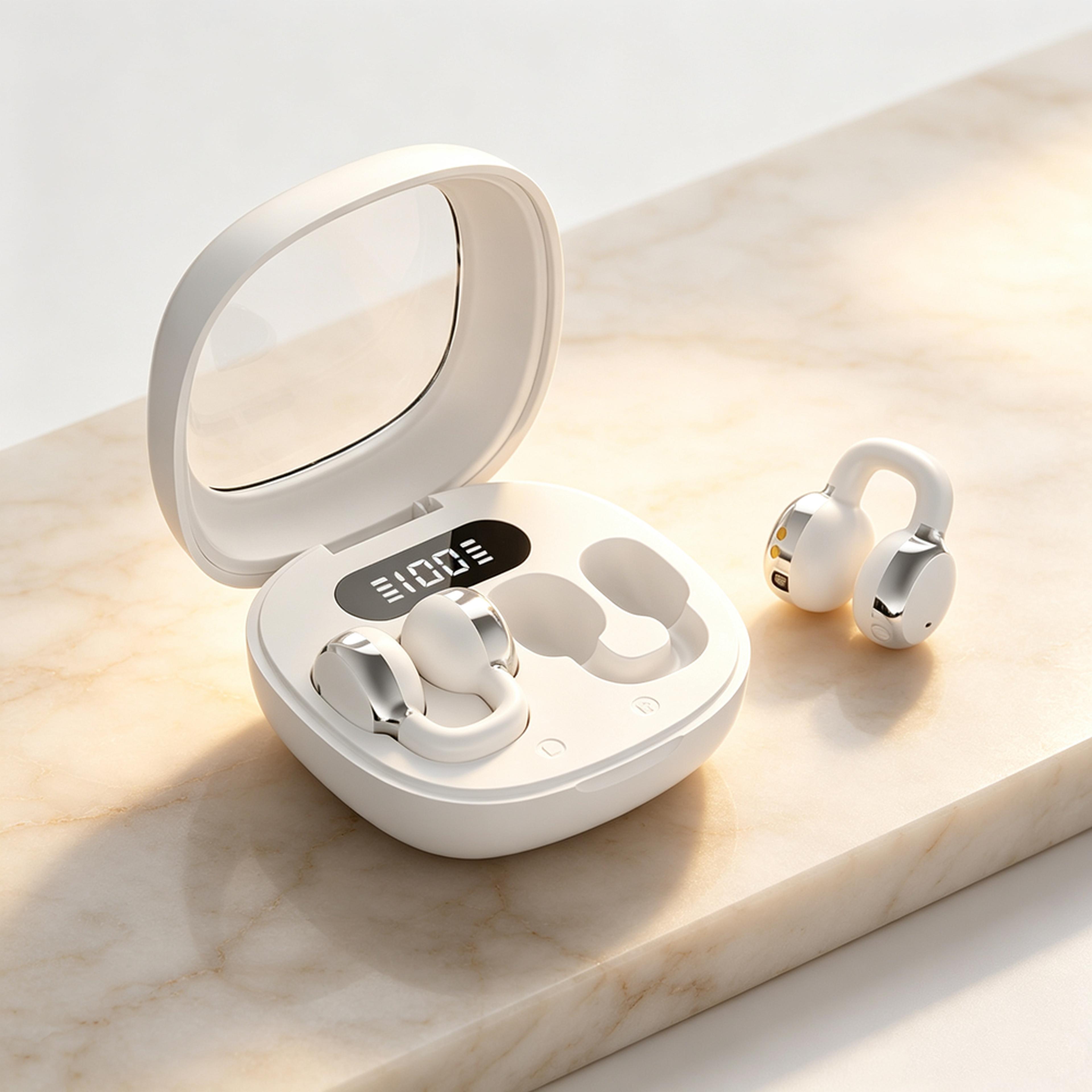 clip on bluetooth earbuds wireless headphones with open ear comfort and hi fi sound