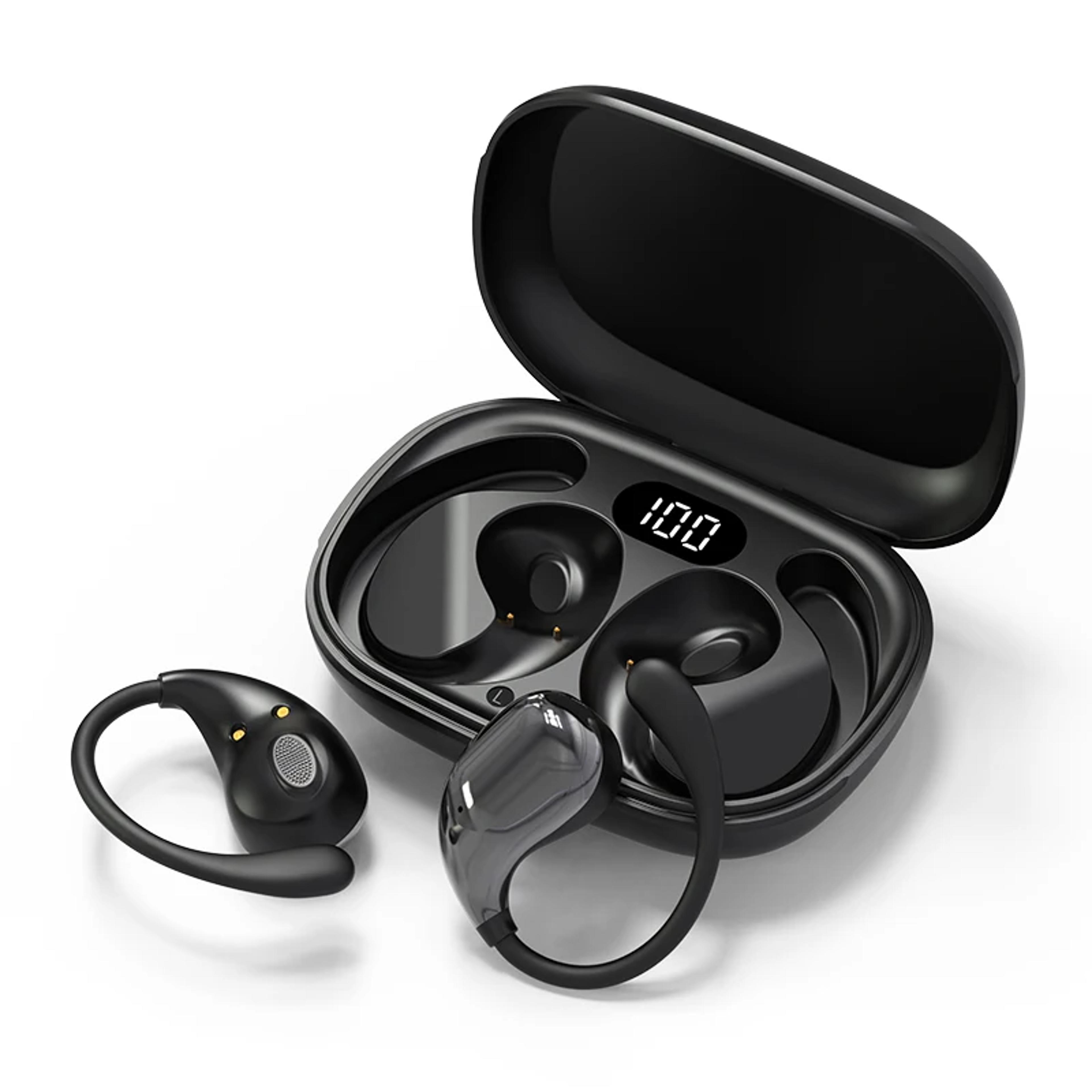 bluetooth 5.4 ear hook wireless earphones with noise cancelling & waterproof sports fit