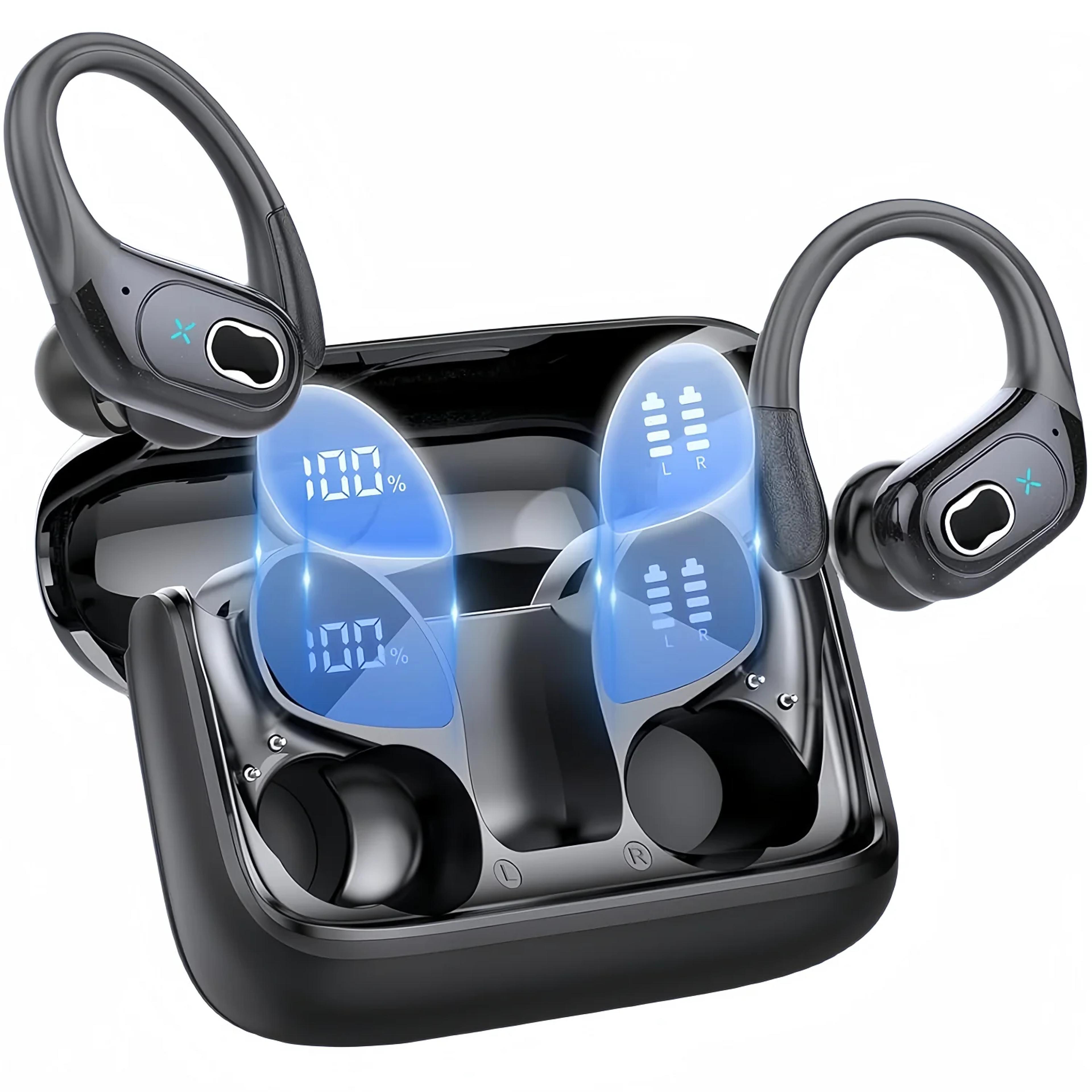 hd65 bluetooth earphones wireless sports headphones with secure ear hook & microphone