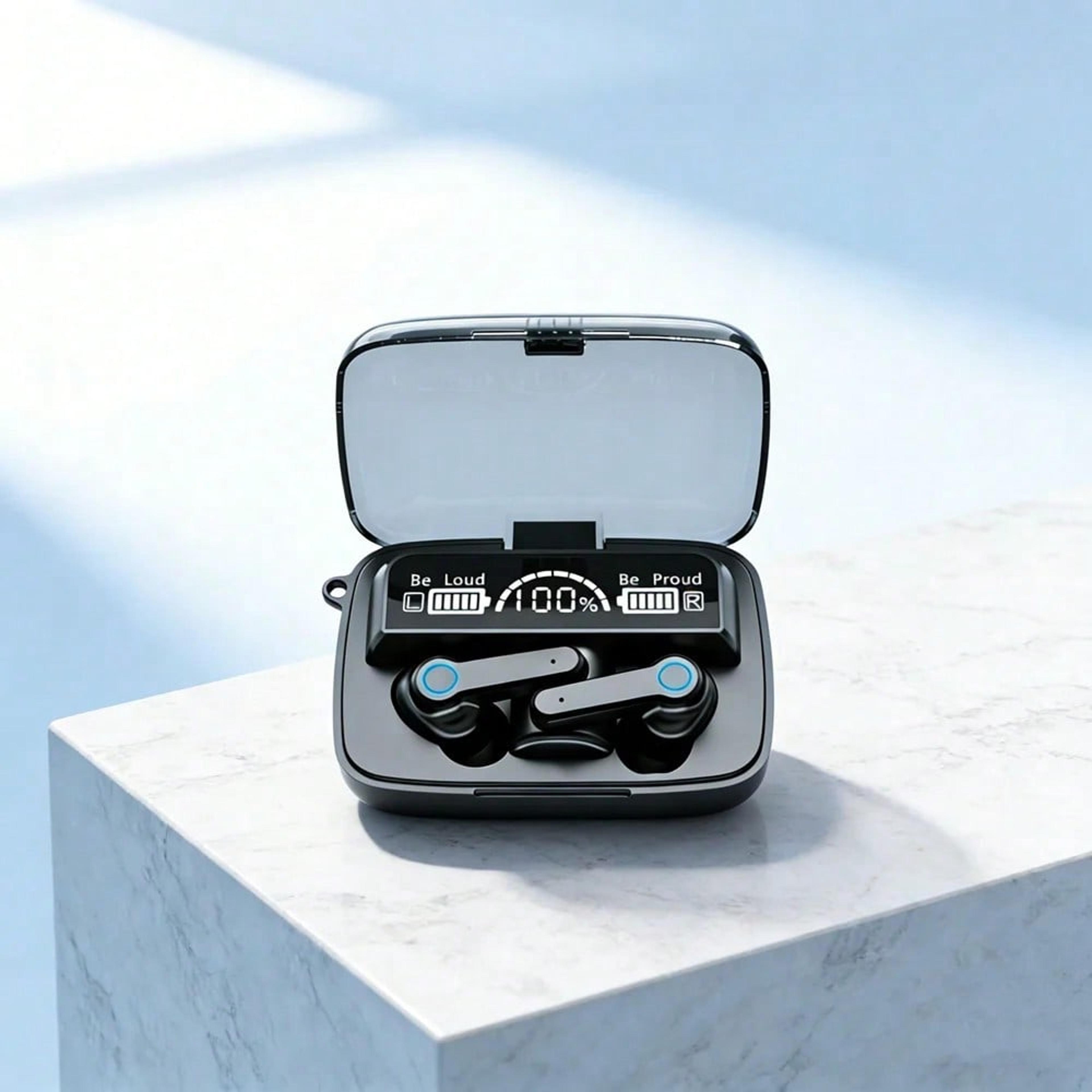 mini bluetooth earbuds with led display charging case, bluetooth 5.3 wireless tws headphones