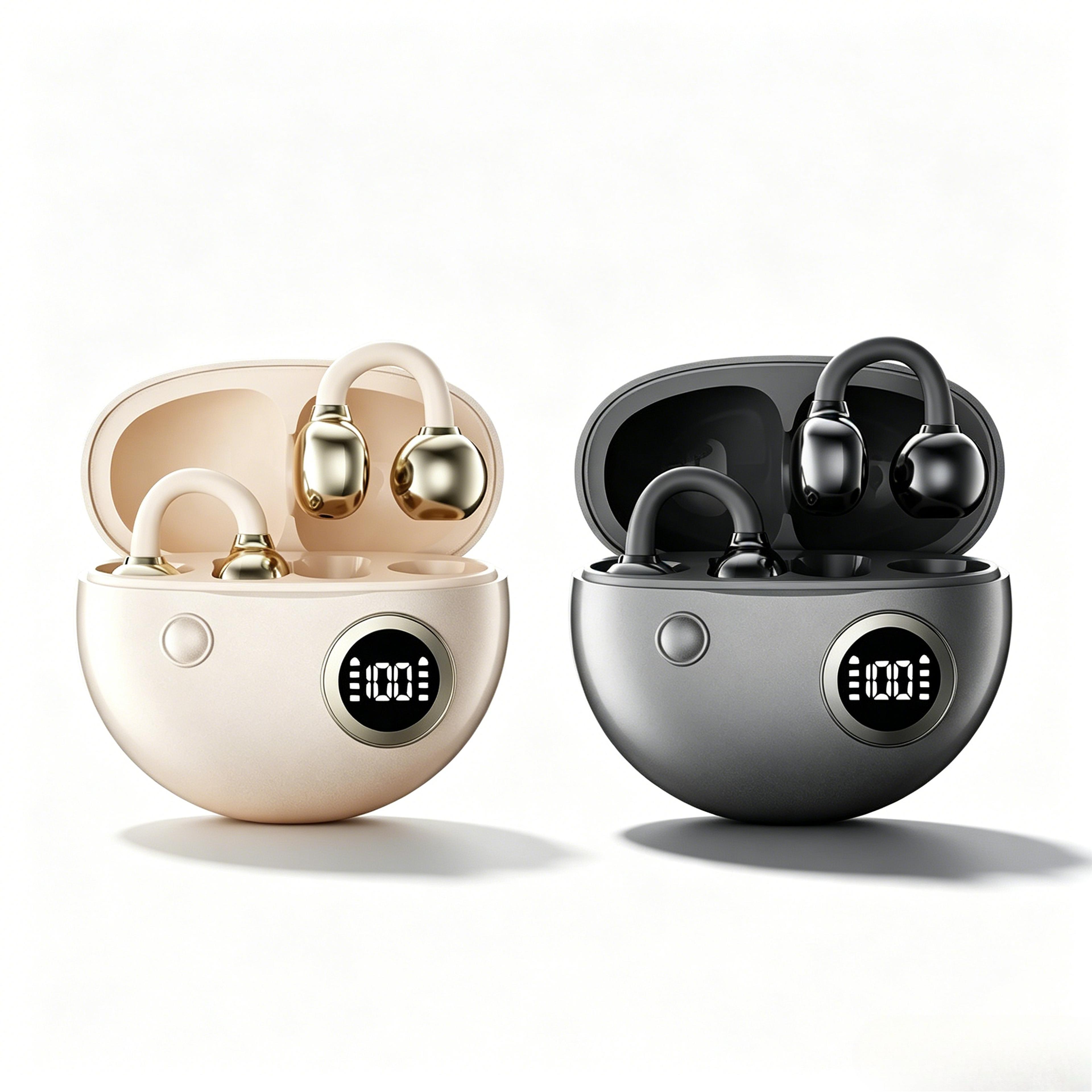 clipfit bluetooth earbuds with digital display, noise isolation & long battery life