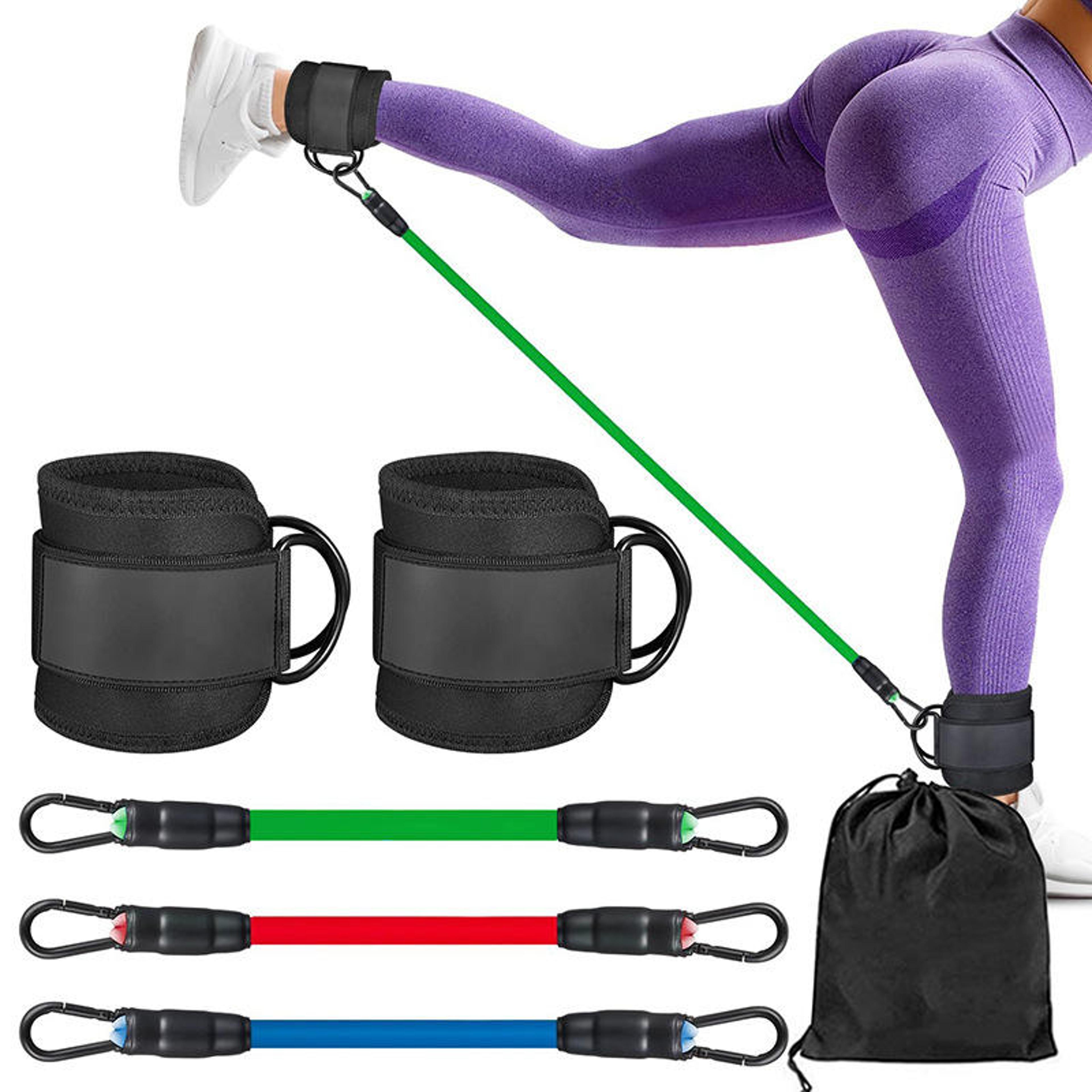 flextone ankle resistance bands 6 piece glute resistance bands set for leg workouts, fitness & rehab