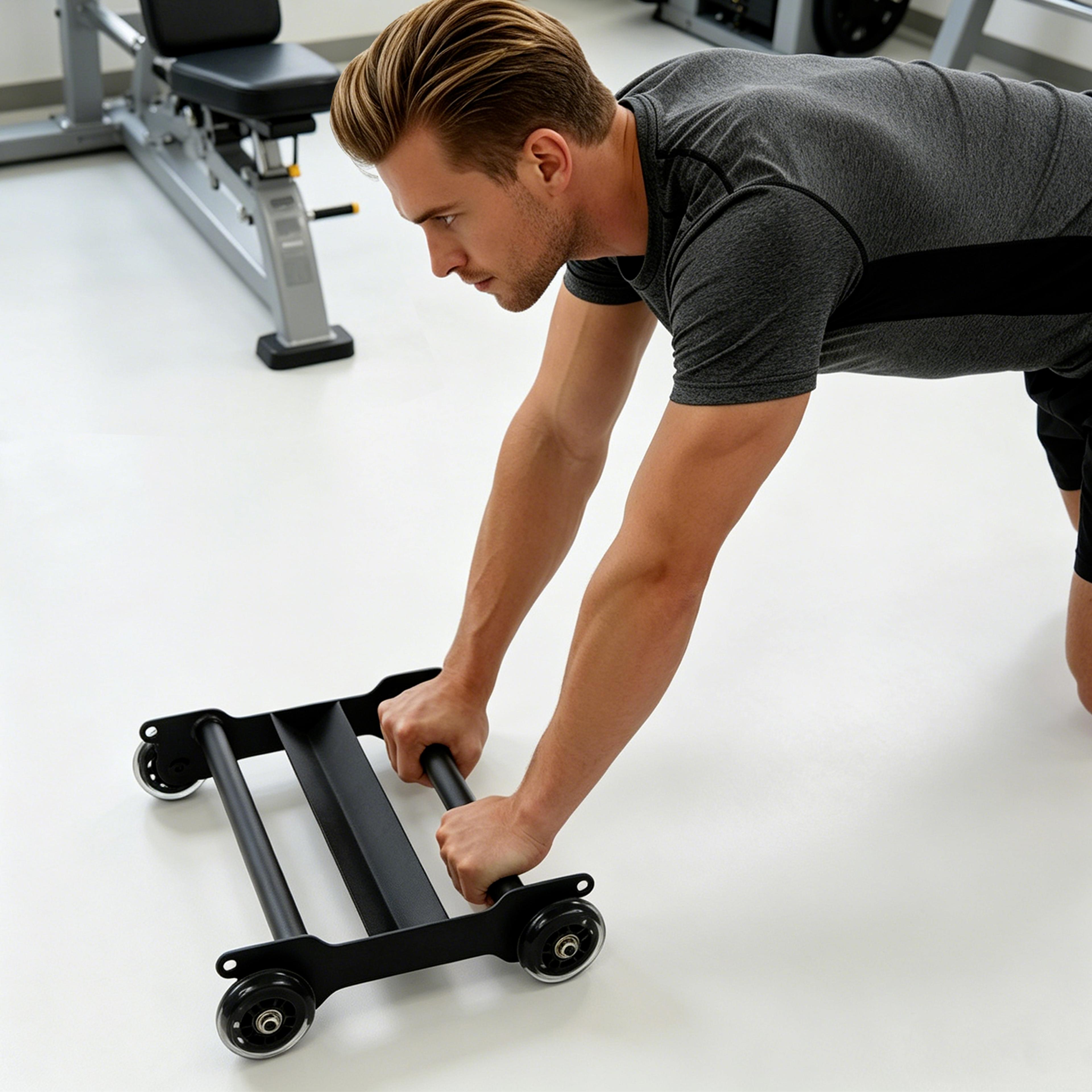 steel abdominal trainer with wheels foldable ab workout machine for home gym core training