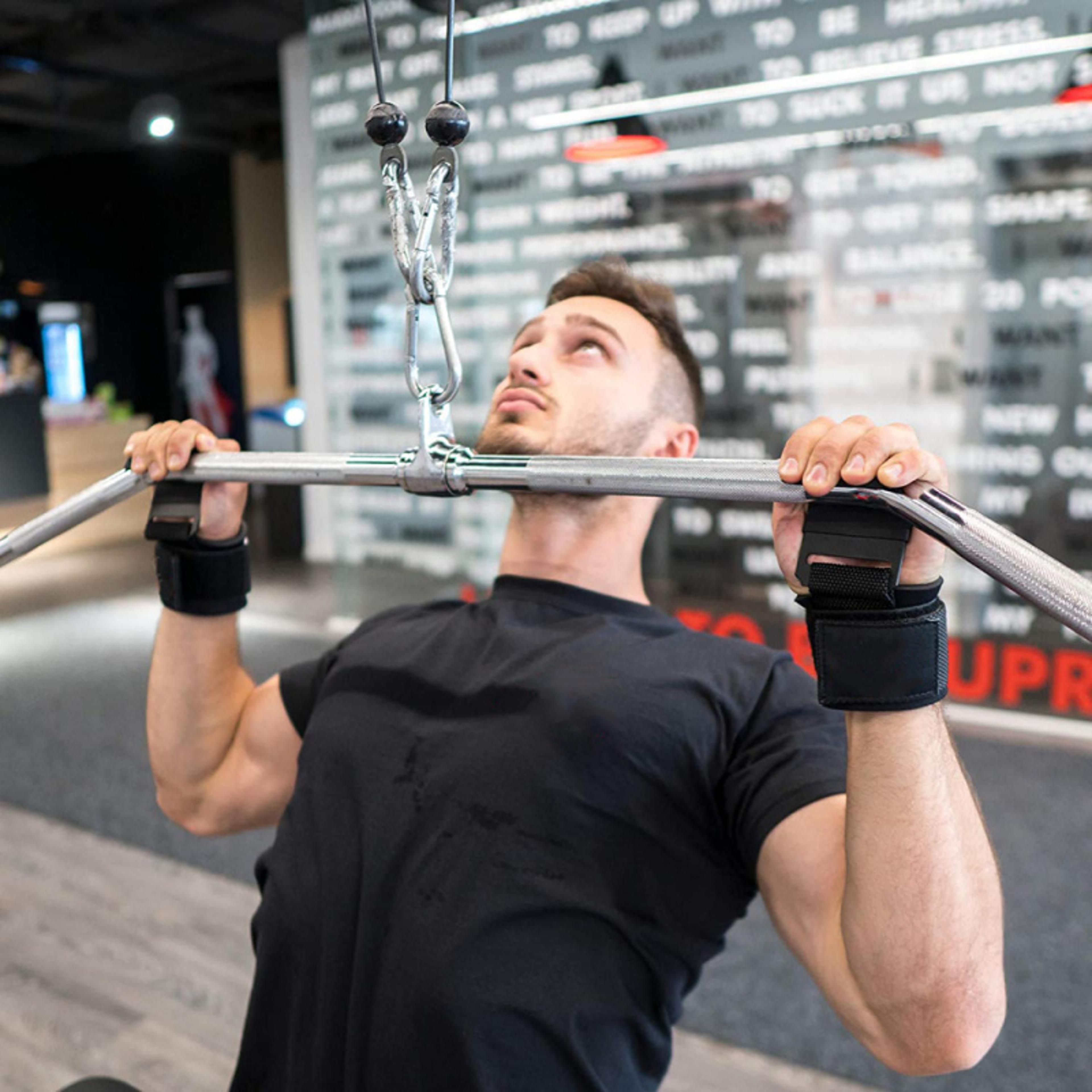 heavy duty weight lifting hooks with wrist support straps for deadlifts, pull ups & strength training