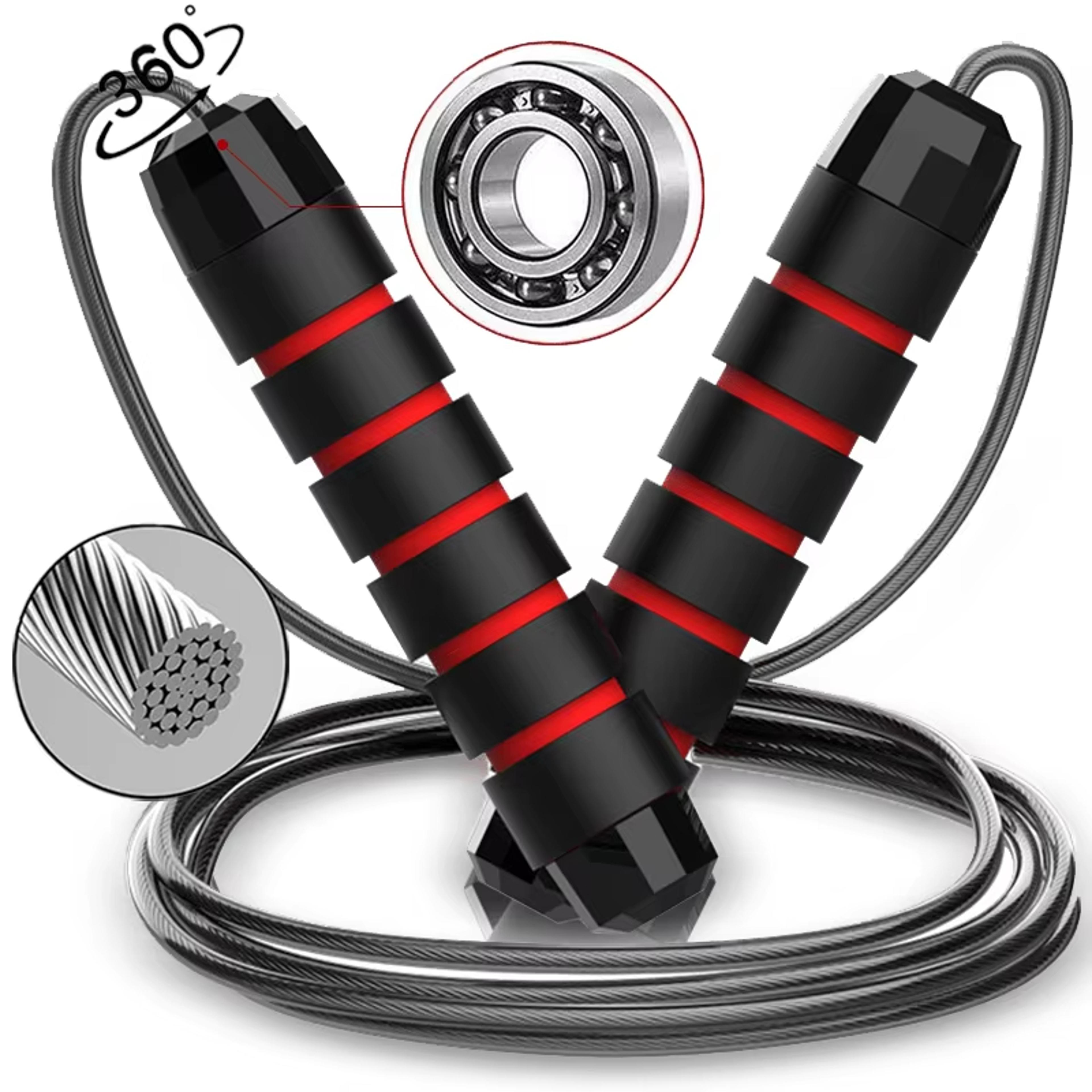 adjustable speed jump rope with steel wire cable for fitness, cardio & home workouts