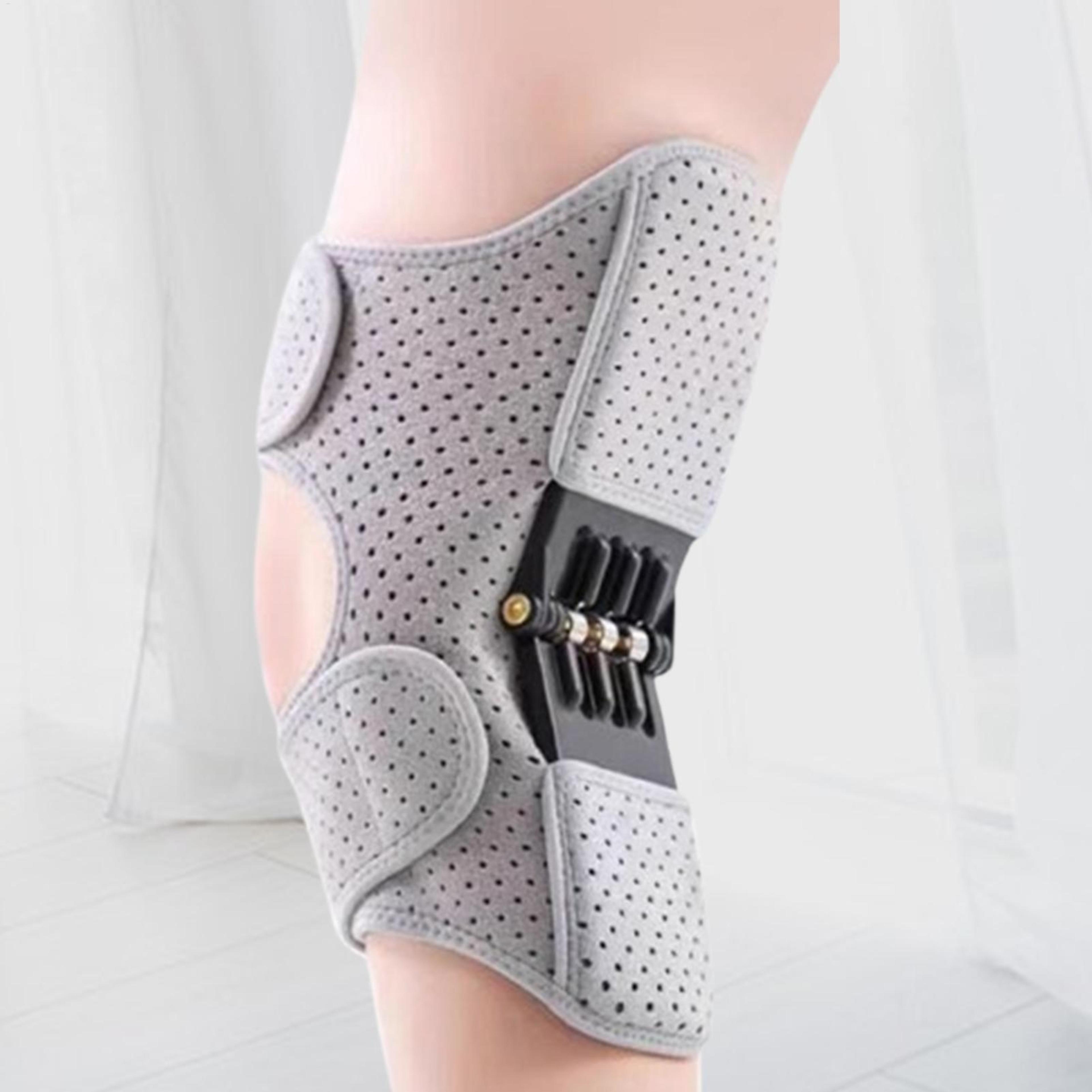 spring assist knee brace with adjustable joint support & breathable compression sleeve