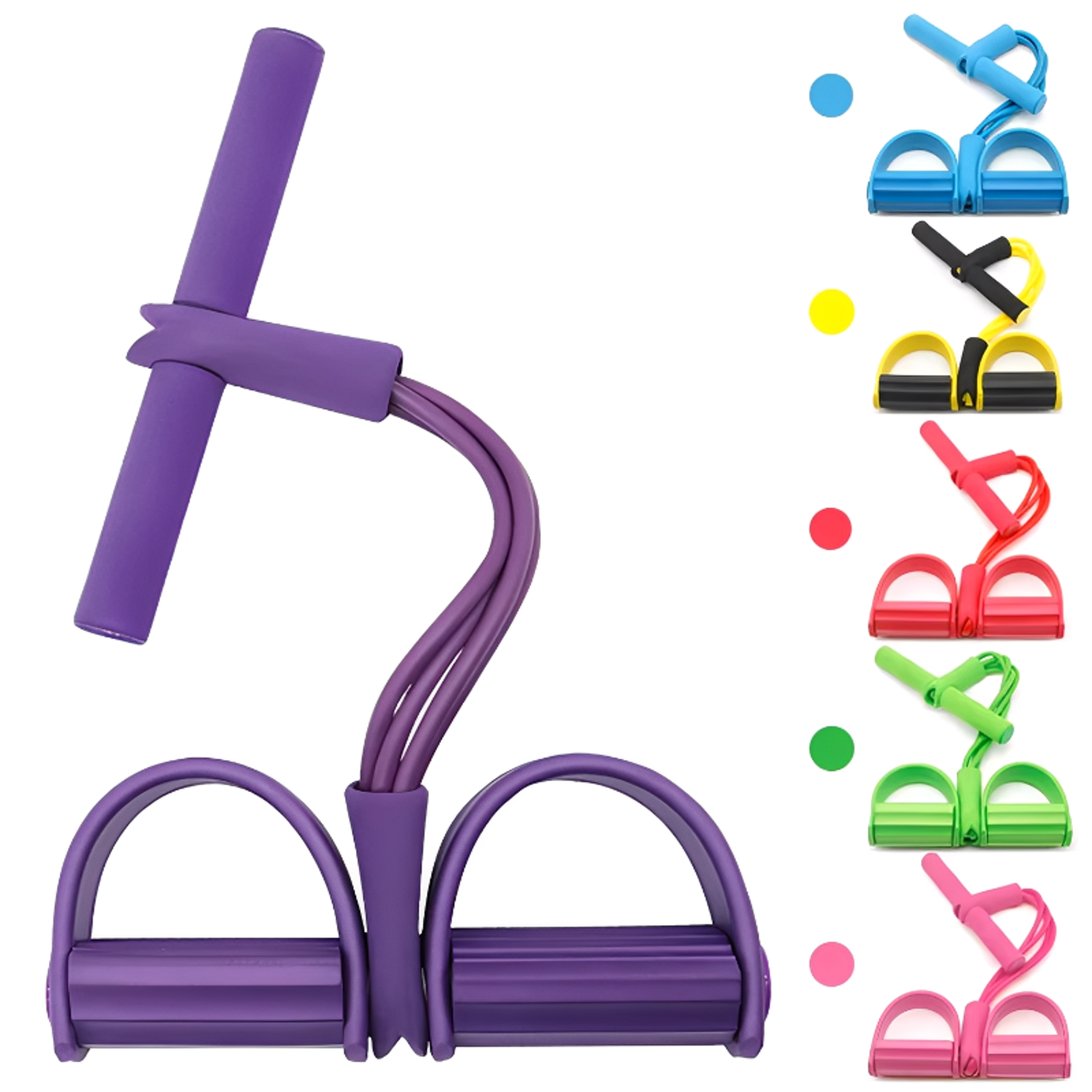 4 tube resistance bands pedal exerciser for home workout, core & full body training