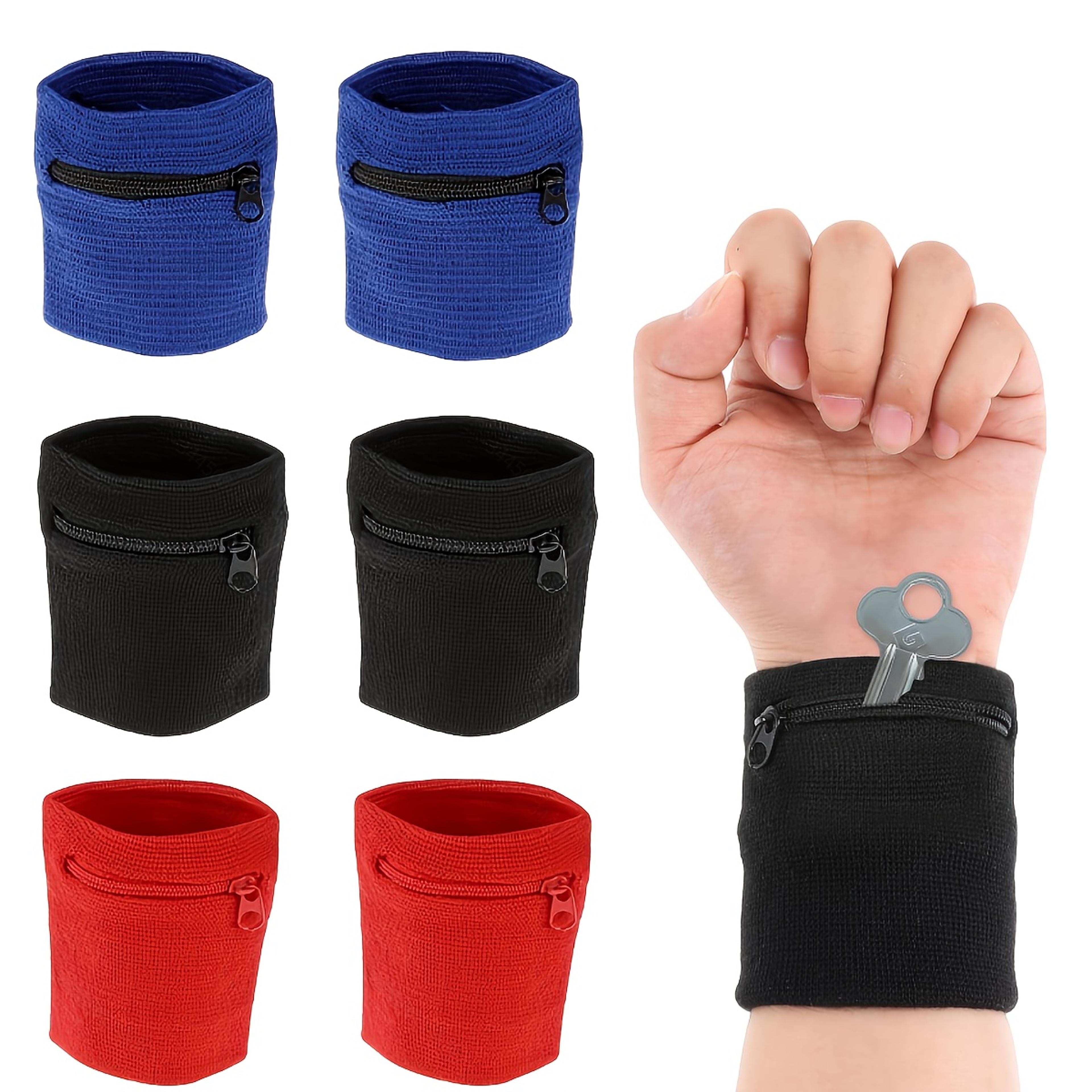 activeguard zipper wrist wallet set of 2 hidden pocket sports sweatbands for running, gym & travel