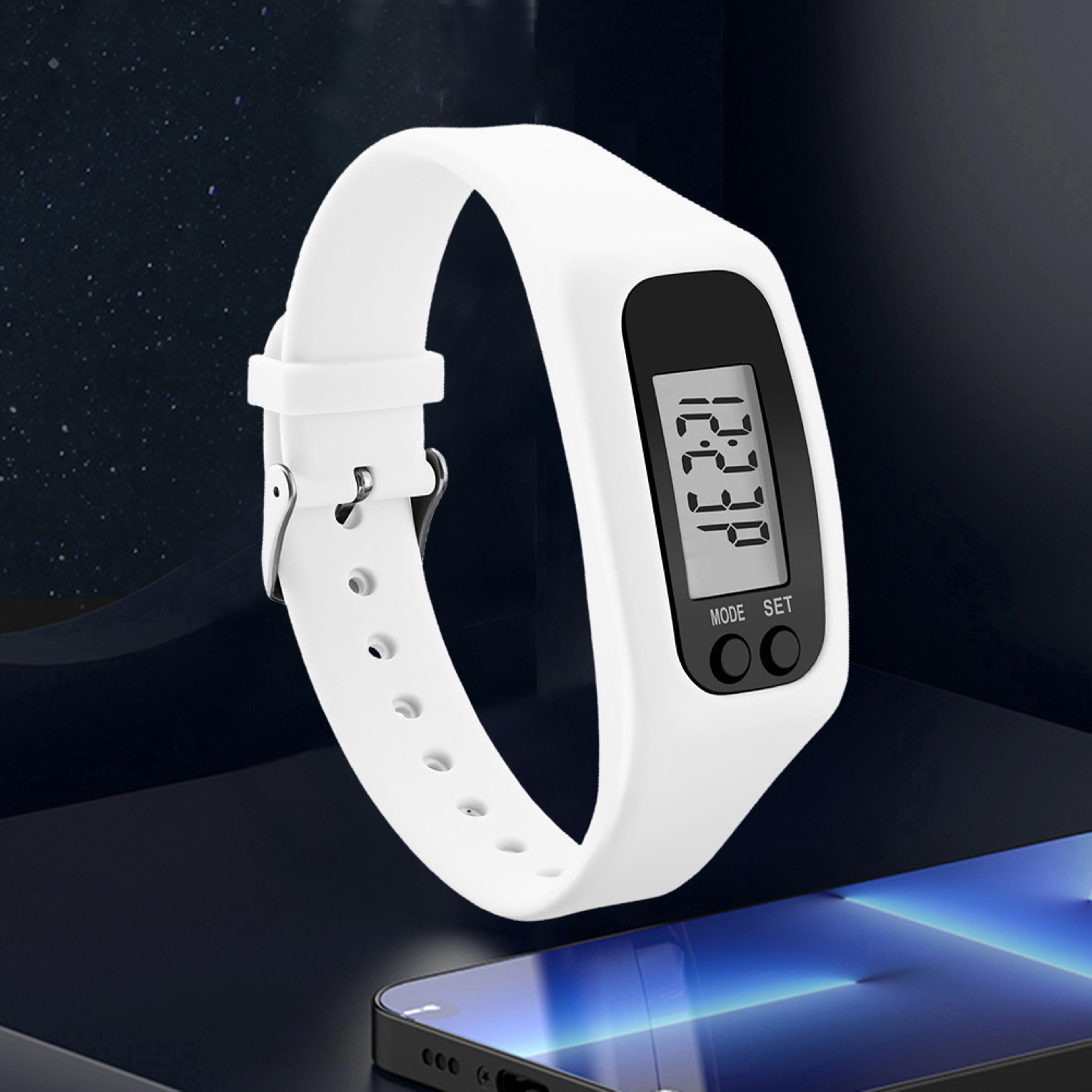 activestride pedometer watch silicone step counter bracelet with time display for walking & running