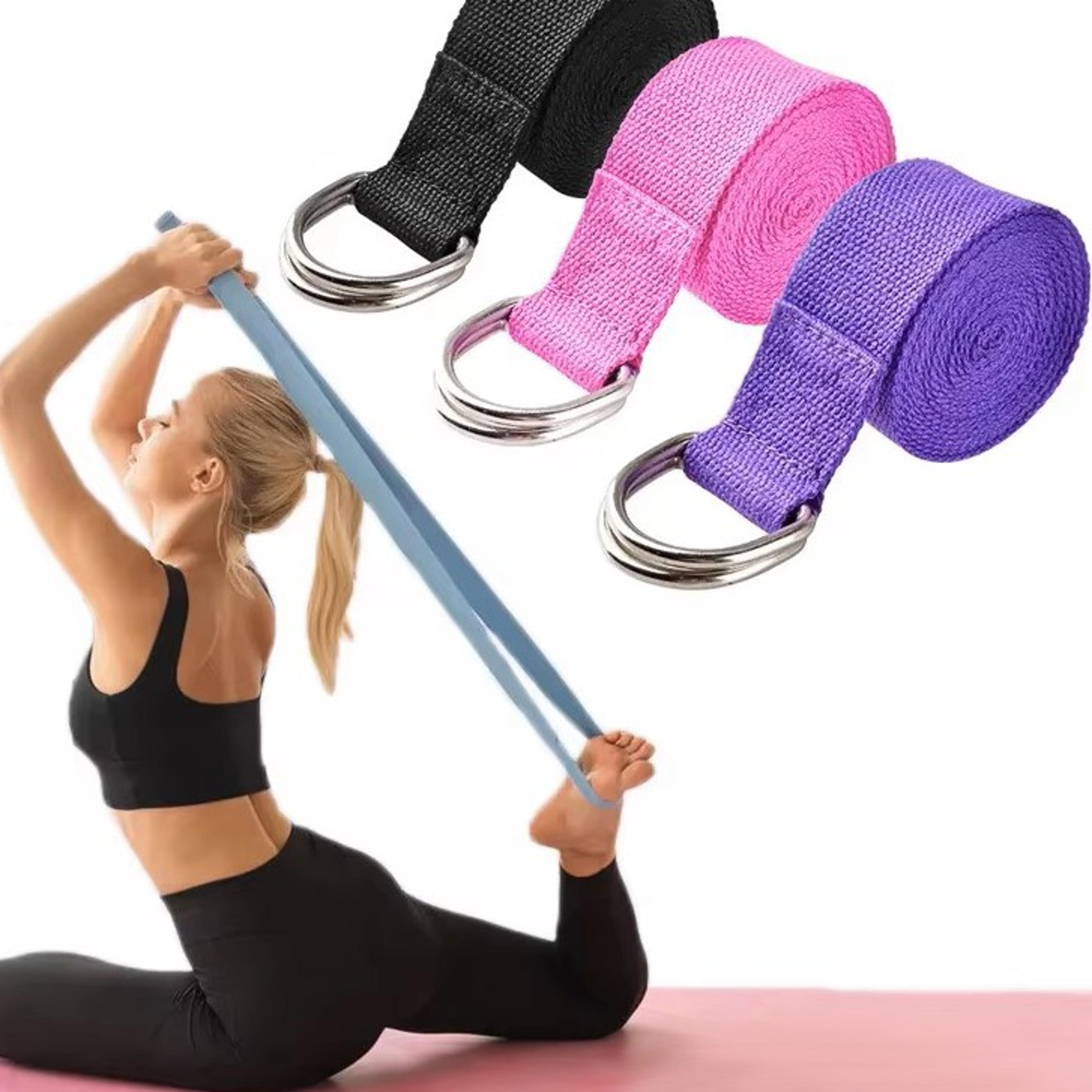 premium yoga strap with d ring buckle adjustable cotton stretching strap for pilates, flexibility & fitness