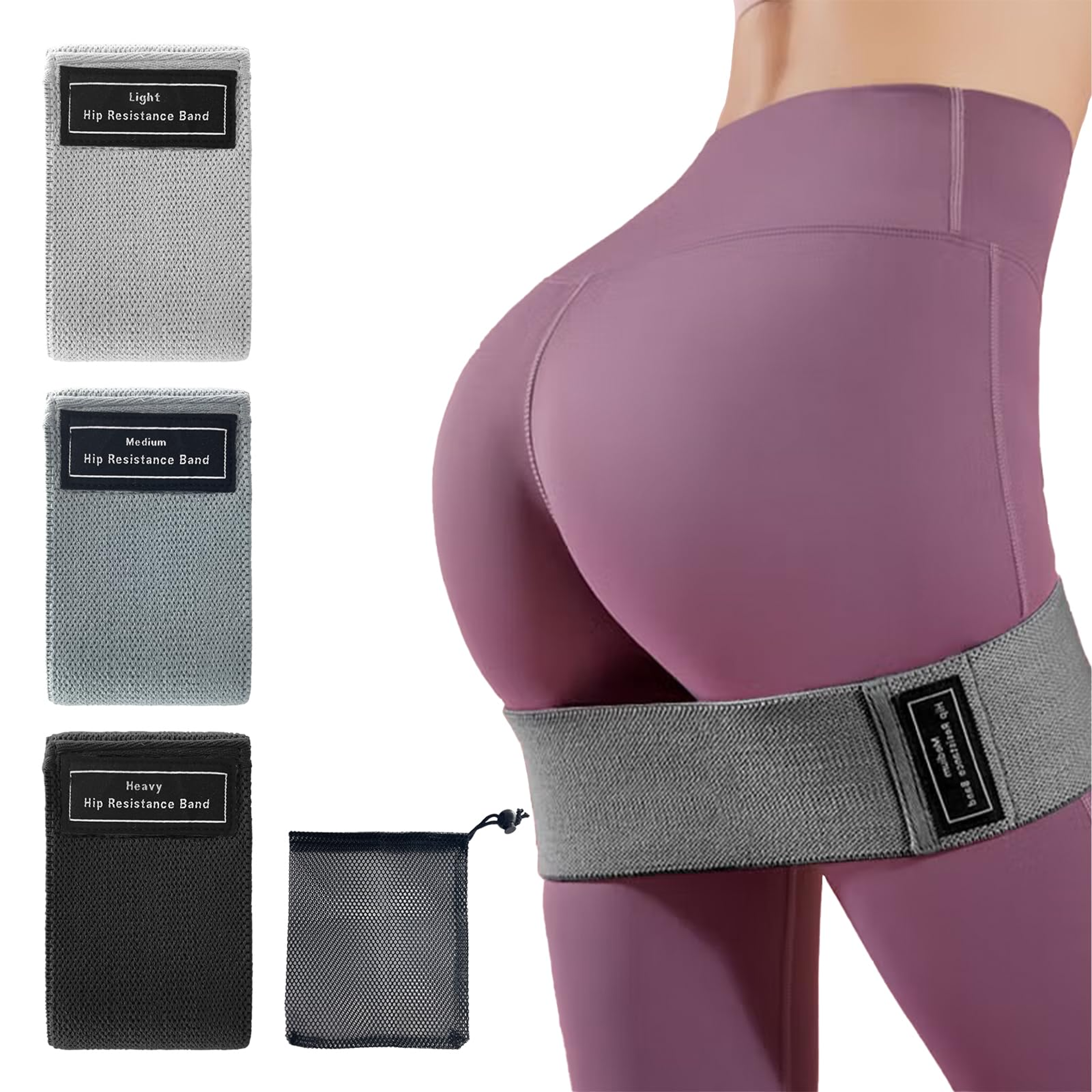 powerflex fabric resistance bands for glutes & legs hip resistance booty workout set