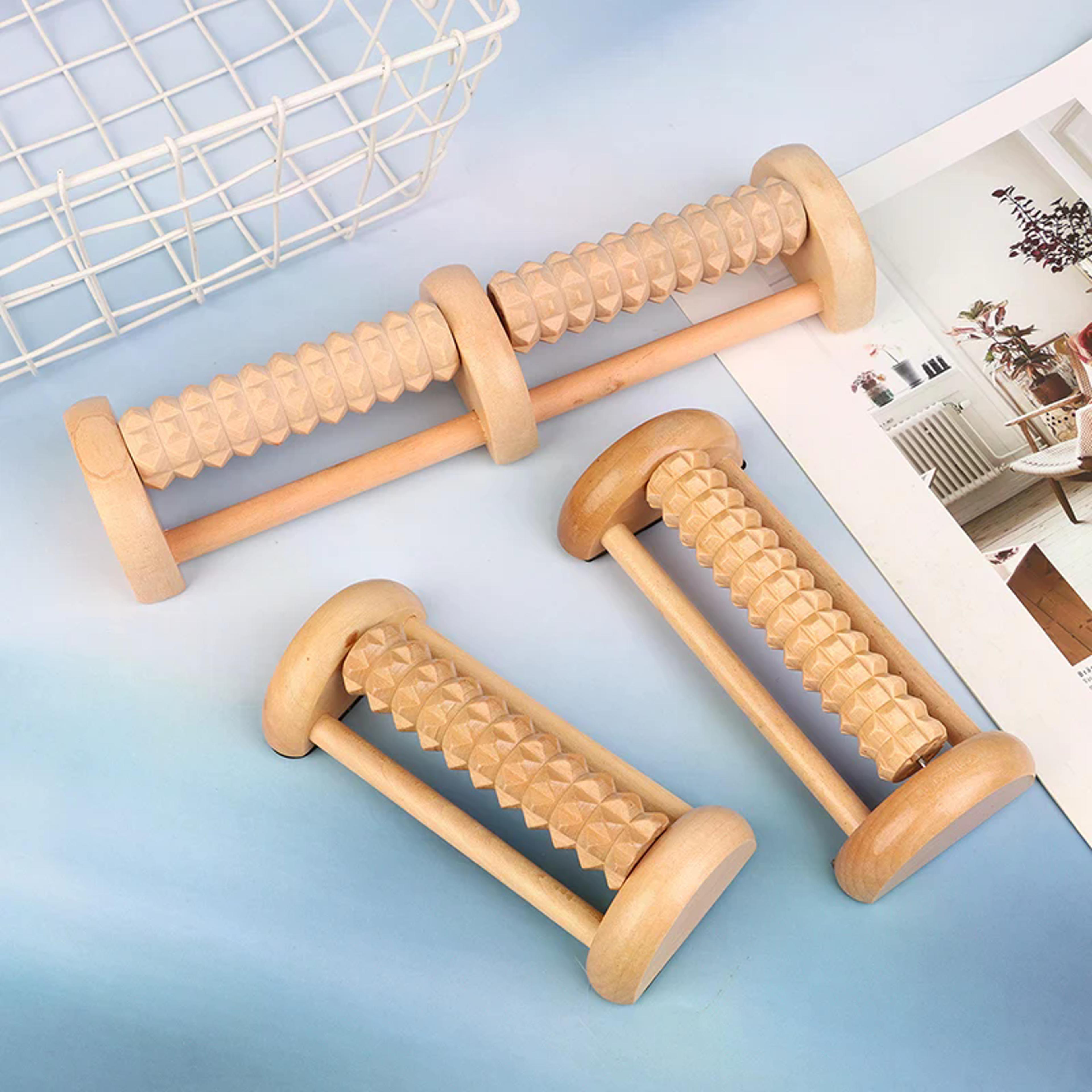 wooden foot roller massager for plantar fasciitis relief acupressure foot massage roller