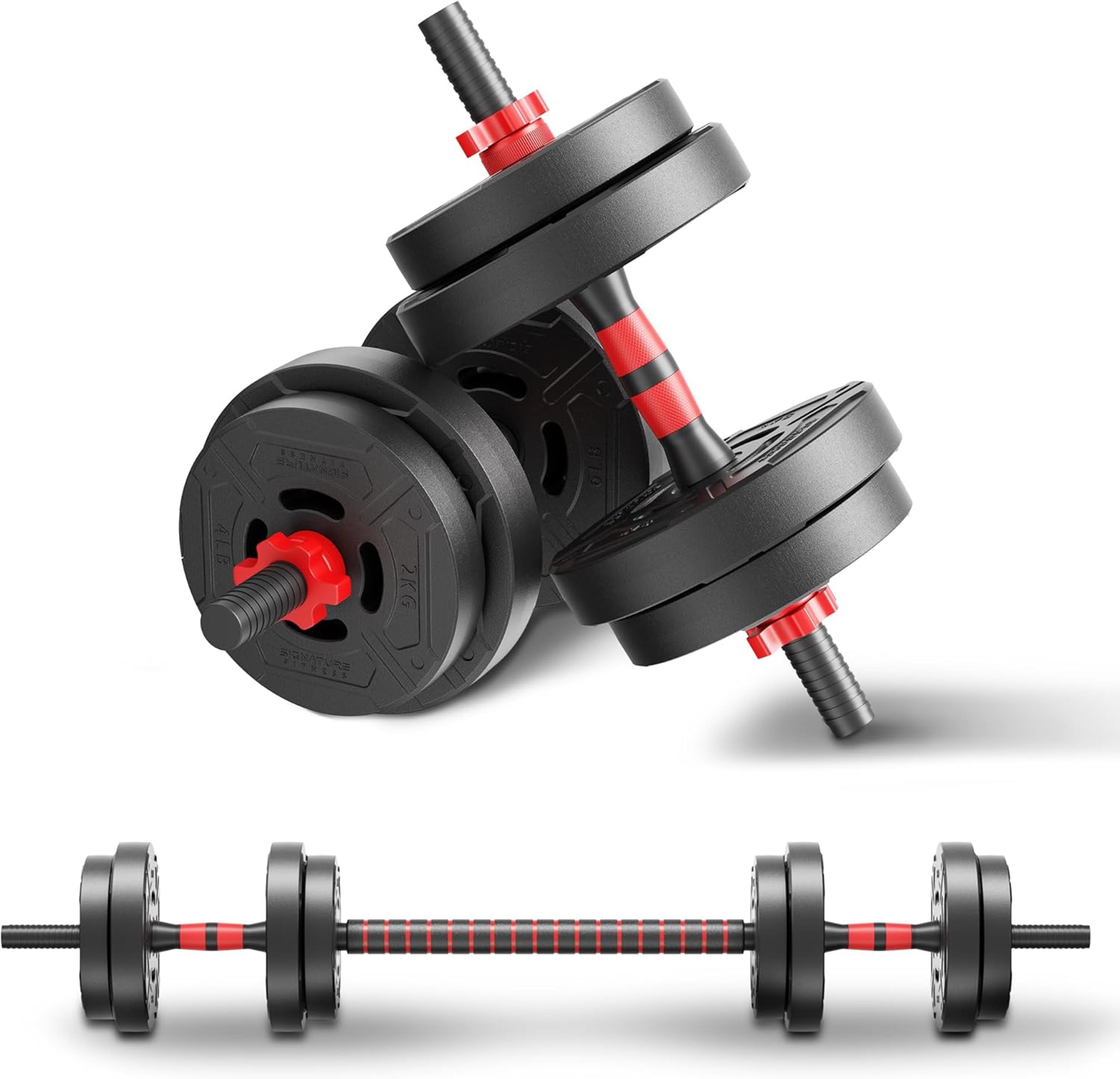 22lb adjustable dumbbell set & 2 in 1 barbell kit for home gym strength training