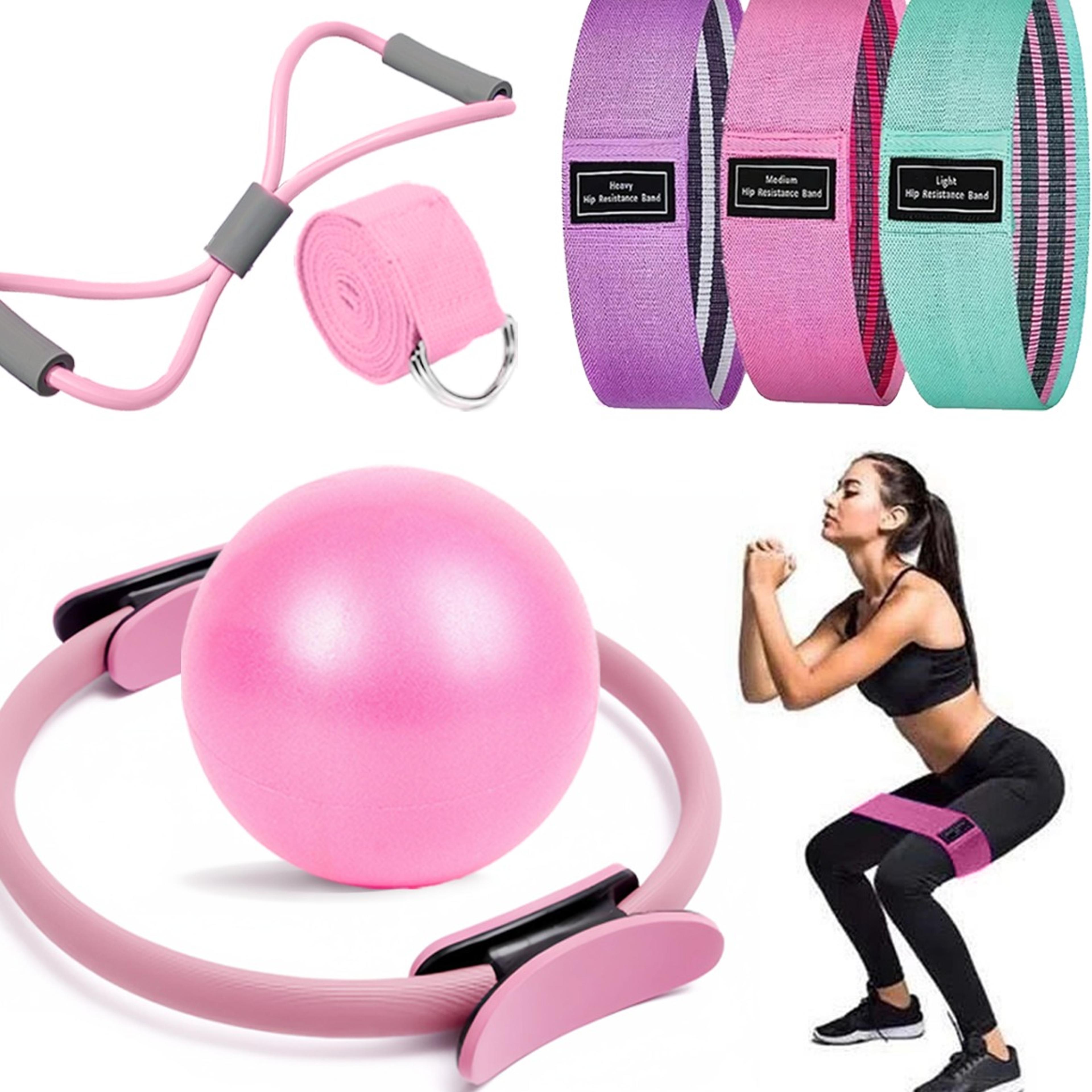 coretone pilates ring & pilates ball resistance band set for home fitness & postpartum training