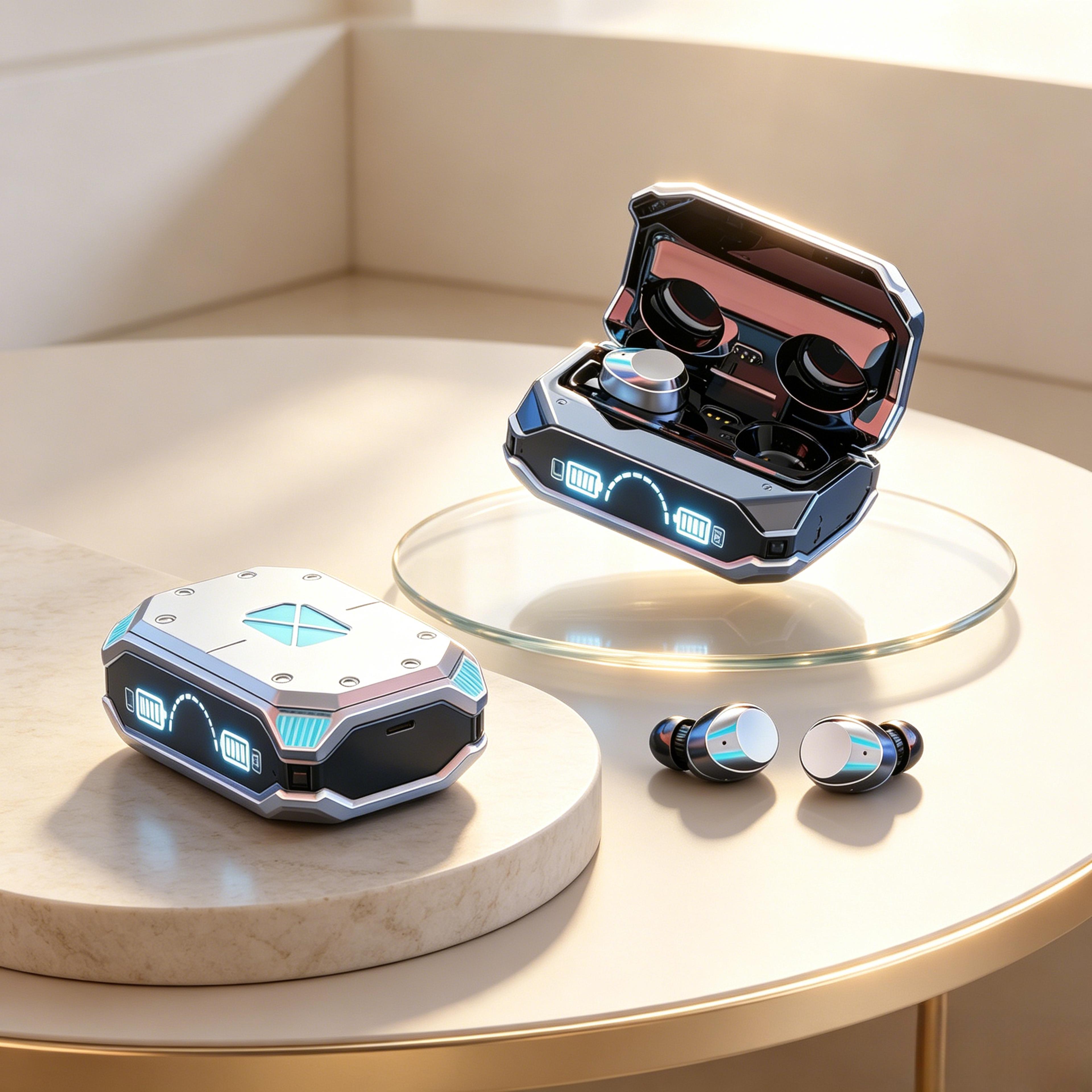 smart tws bluetooth earbuds with led display charging case & touch control